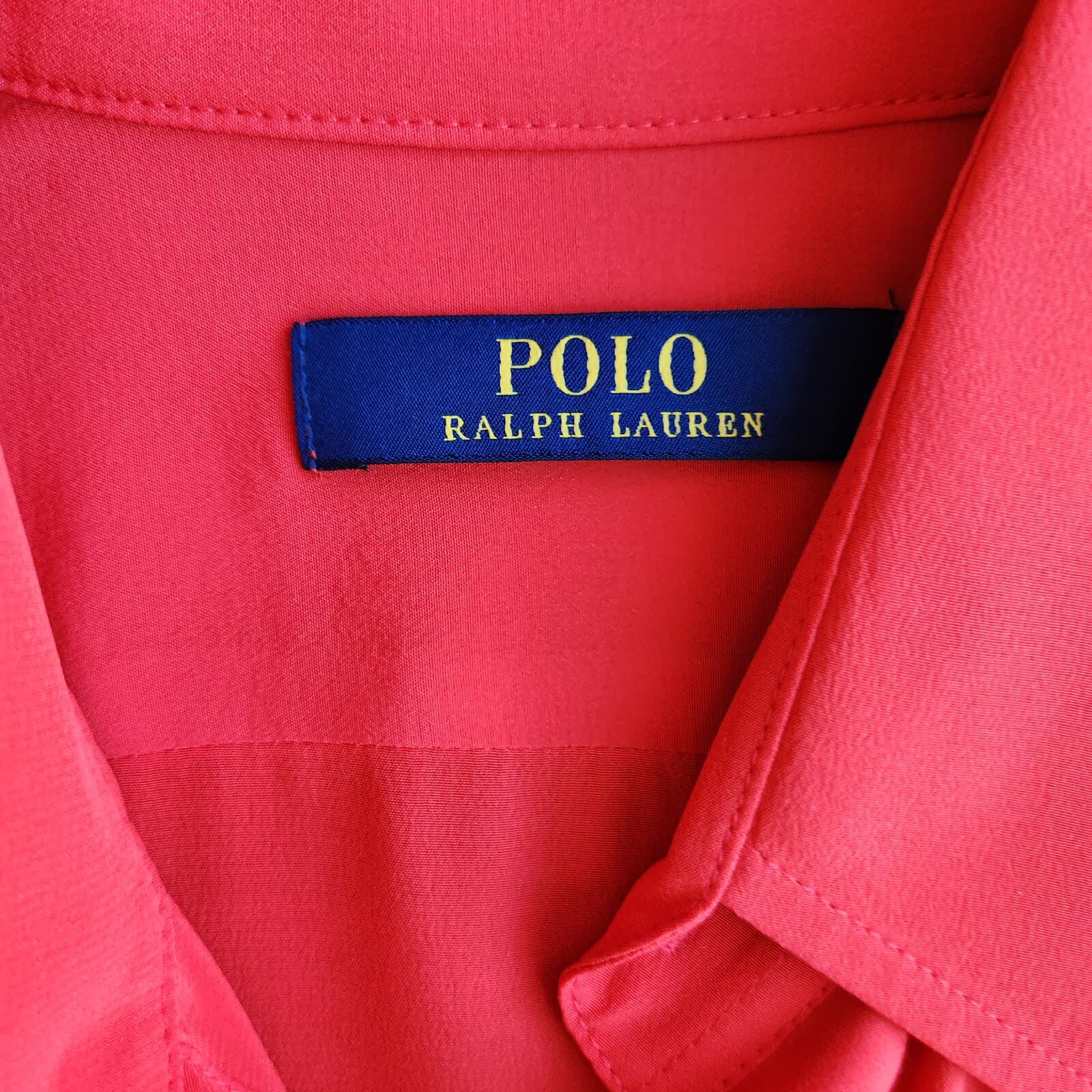 NWT Polo Ralph Lauren 100% Silk Belted Shirt Dress Long Sleeve Pocket Red Sz.6 - Thumbnail 16