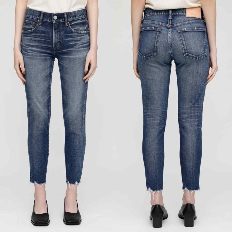 NWT Moussy Vintage $350 Made in Japan My Tyrone Skinny Jeans Raw Hem Blue Sz.25 - Thumbnail 2