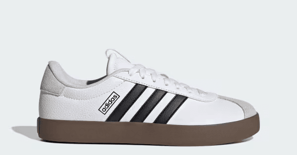 NWoB Adidas VL Court 3.0 Women's US7 Sneaker 3-Stripes Leather Suede White Black - Thumbnail 7