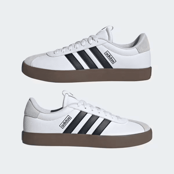 NWoB Adidas VL Court 3.0 Women's US7 Sneaker 3-Stripes Leather Suede White Black - Thumbnail 5