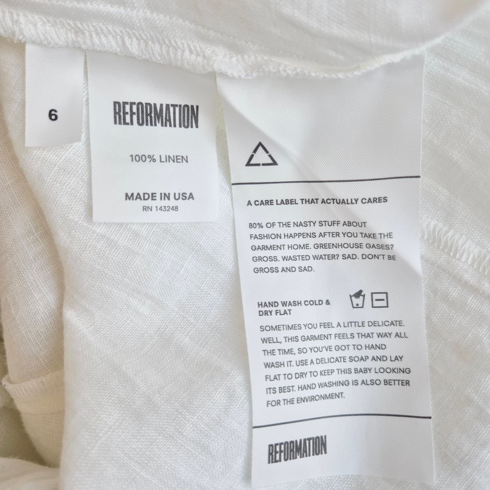 Reformation 100% Linen Ruffle Deep V-Neck Midi Dress Button-Front Pocket Size 6 - Thumbnail 15