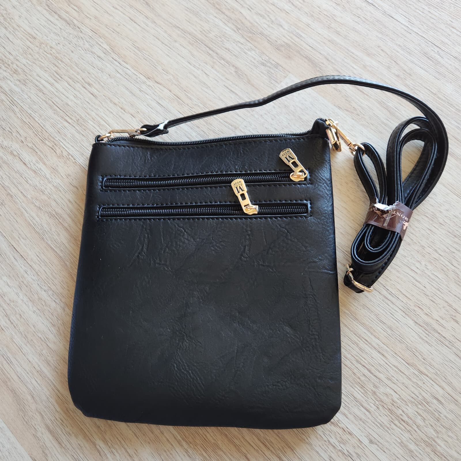 NWoT Montana West Travel Crossbody Bag Multi-Pocket Black Leather - Thumbnail 3