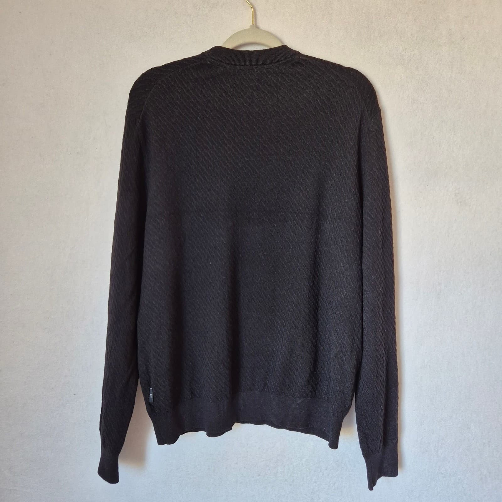 Ted Baker London Knares Men's 5 (XL) Crew Neck Jumper Wool Blend Textured Black - Thumbnail 5
