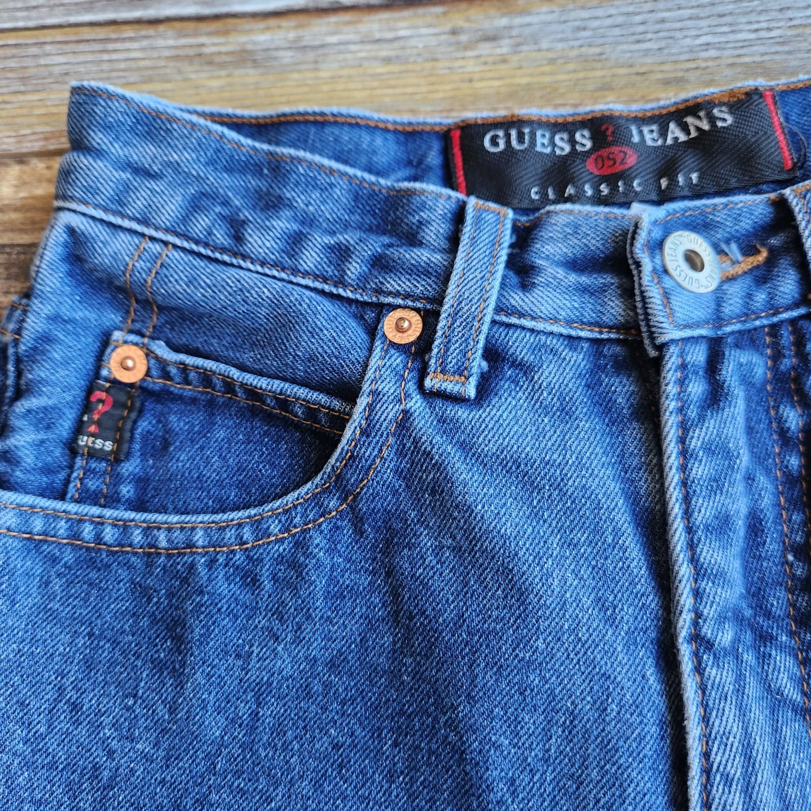 Vintage GUESS JEANS Made in USA Classic Fit High Rise Jean Tapered Blue Women 26 - Thumbnail 7