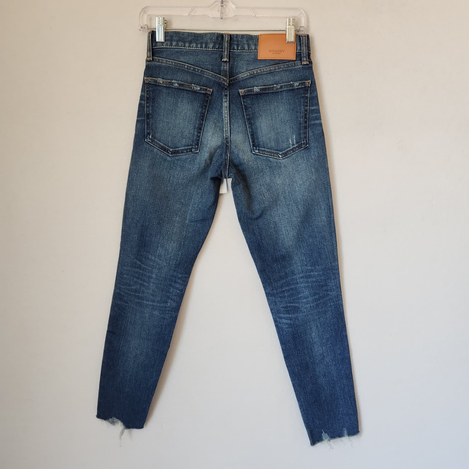 NWT Moussy Vintage $350 Made in Japan My Tyrone Skinny Jeans Raw Hem Blue Sz.25 - Thumbnail 5