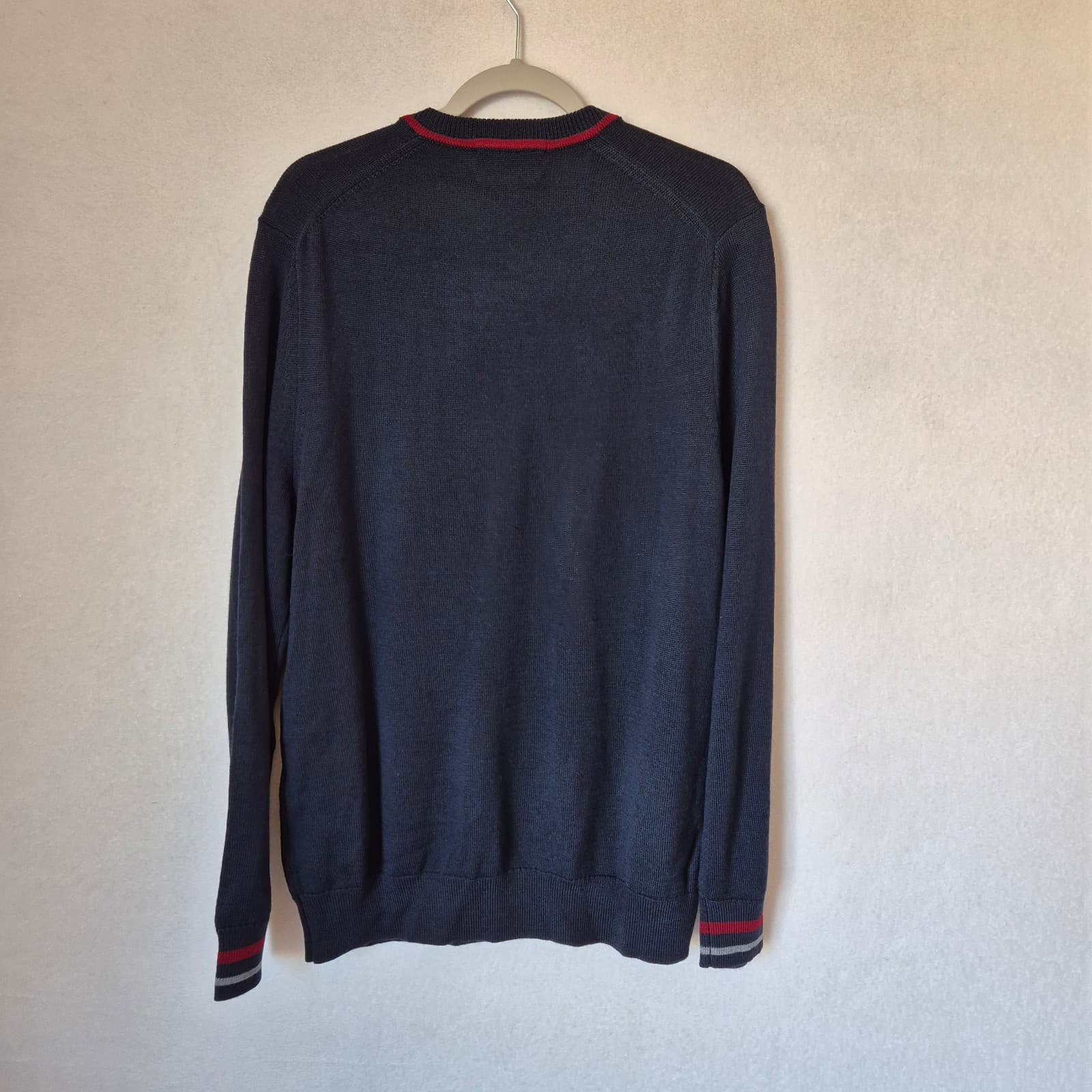 NWT Brooks Brothers Netjets Merino Wool Blend Stripe-Collar Sweater Blue Men's L - Thumbnail 4