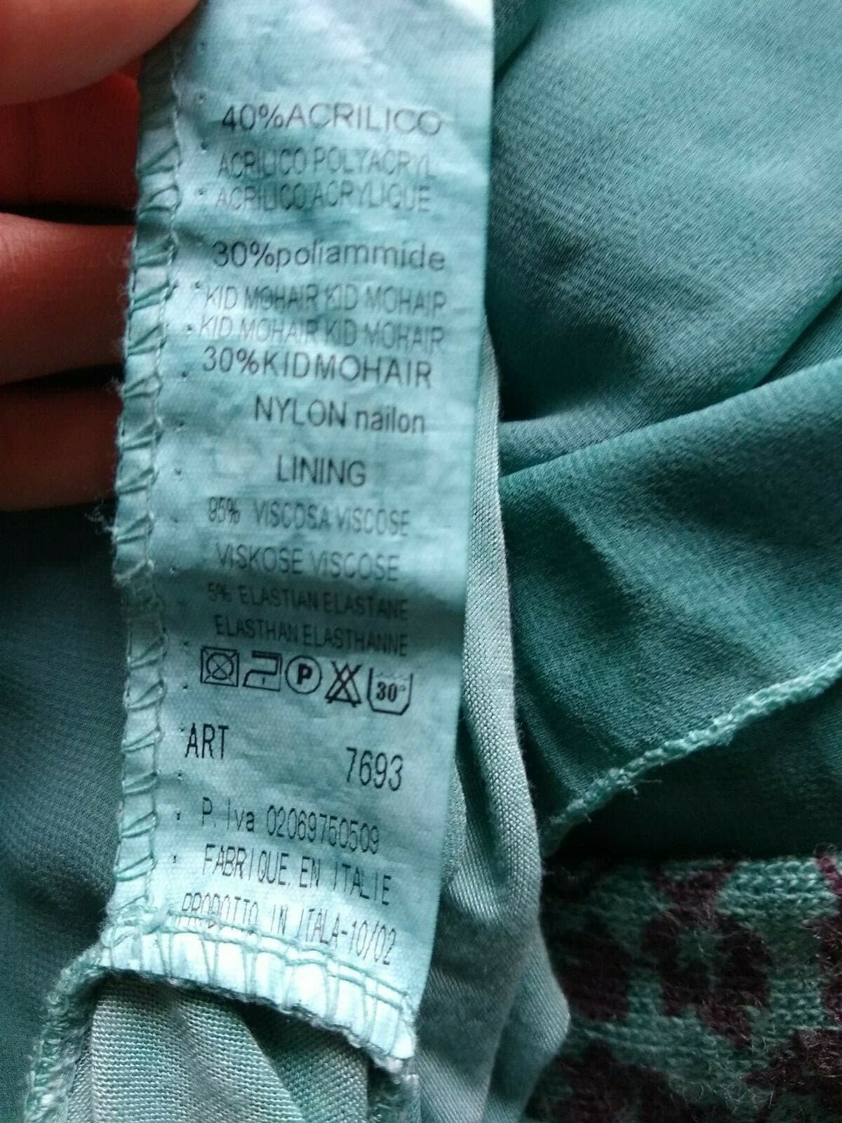 TEMPO PARIS Paisley Mohair Blend Chiffon Layer Top Long Sleeve Green Sz.M - Thumbnail 8