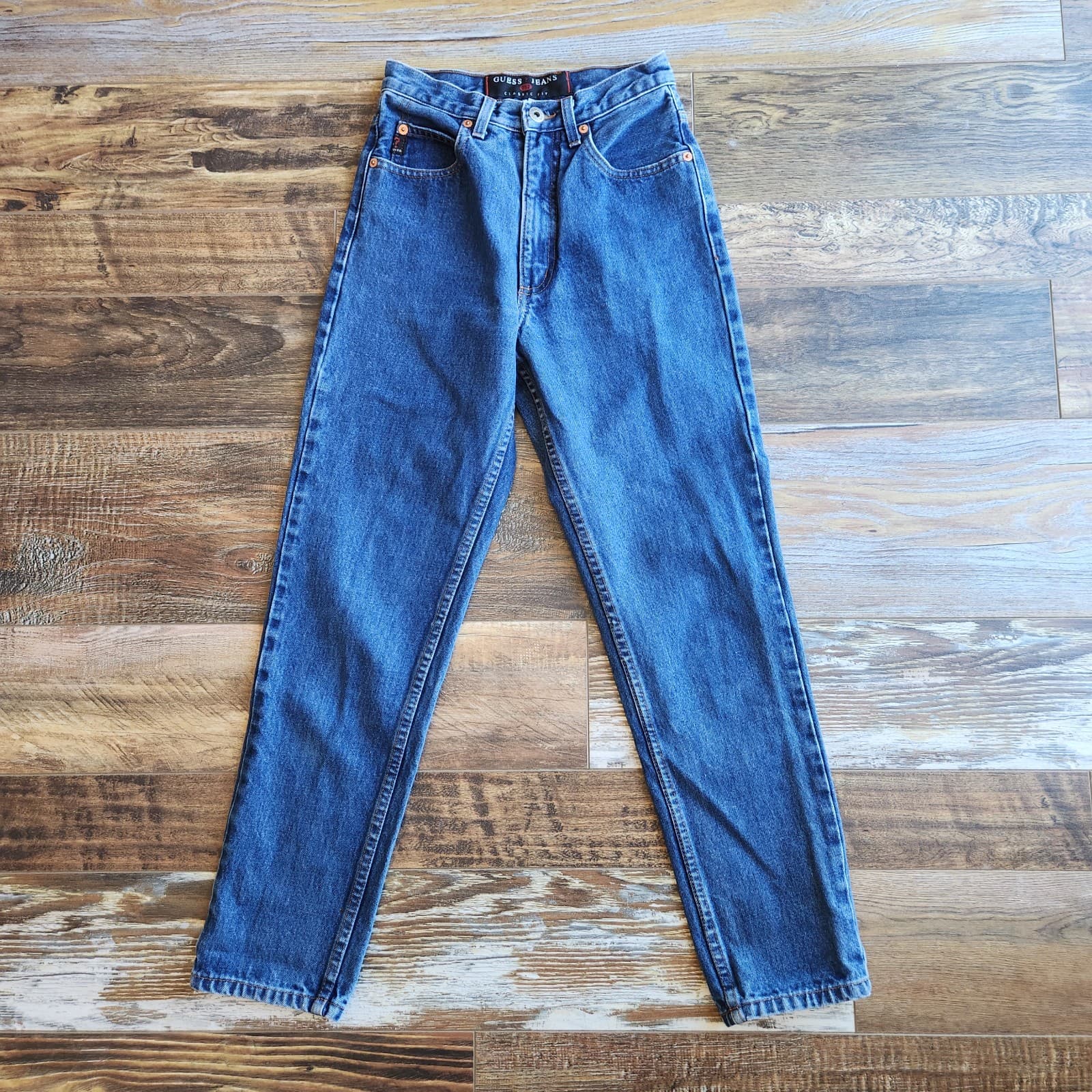Vintage GUESS JEANS Made in USA Classic Fit High Rise Jean Tapered Blue Women 26 - Thumbnail 2