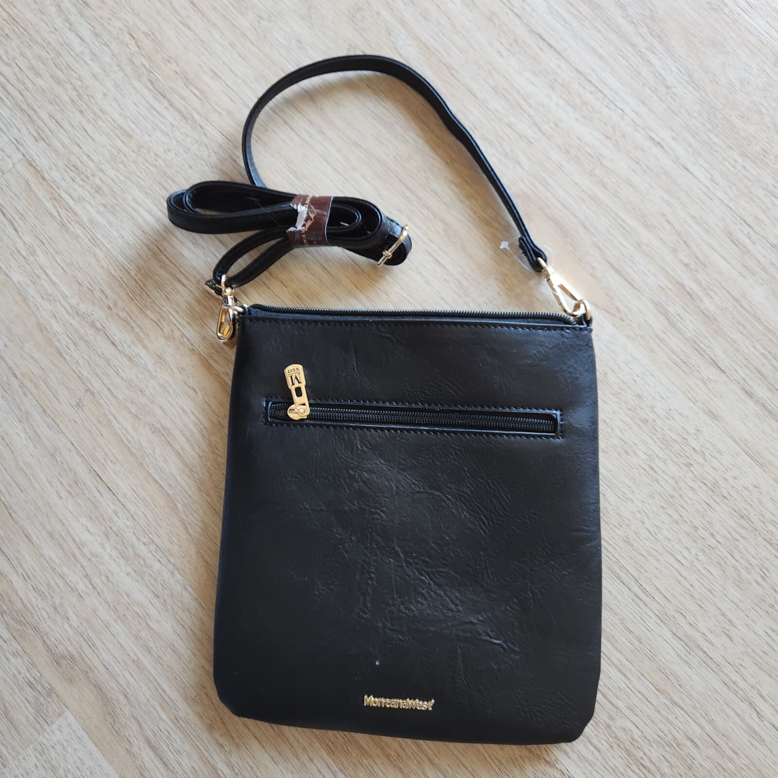 NWoT Montana West Travel Crossbody Bag Multi-Pocket Black Leather - Thumbnail 2