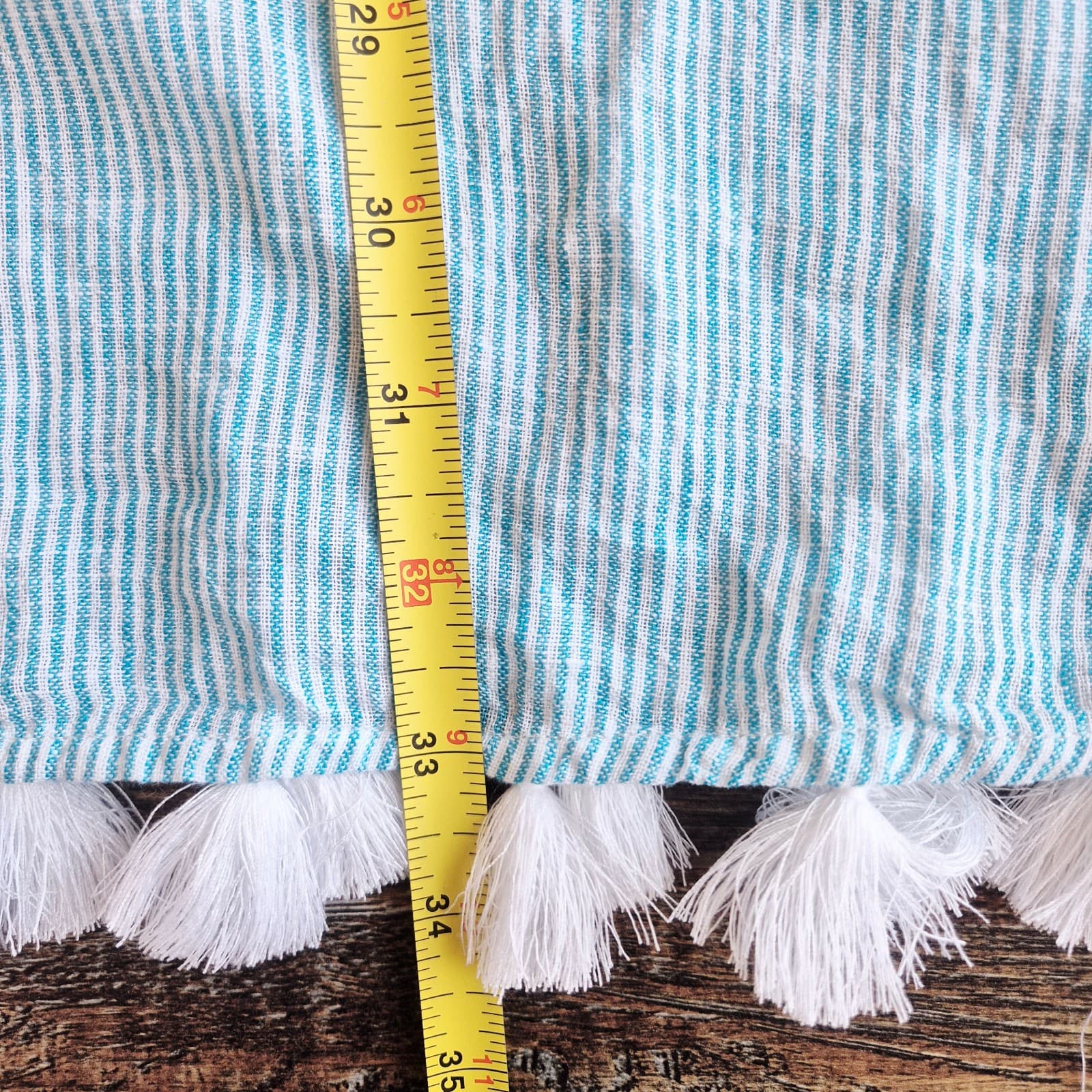 NEW Tahari Linen Blend Tasseled Beach Cover-Up Dress Sleeveless Blue Stripe Sz.L - Thumbnail 13