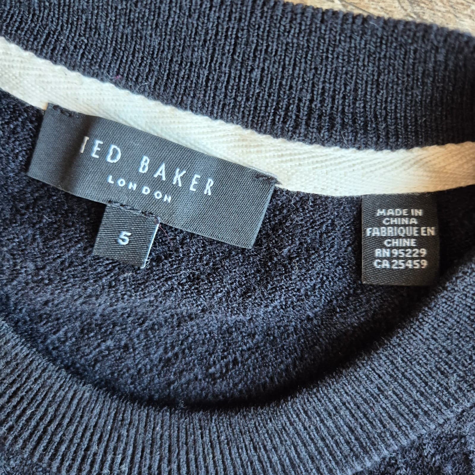 Ted Baker London Knares Men's 5 (XL) Crew Neck Jumper Wool Blend Textured Black - Thumbnail 6
