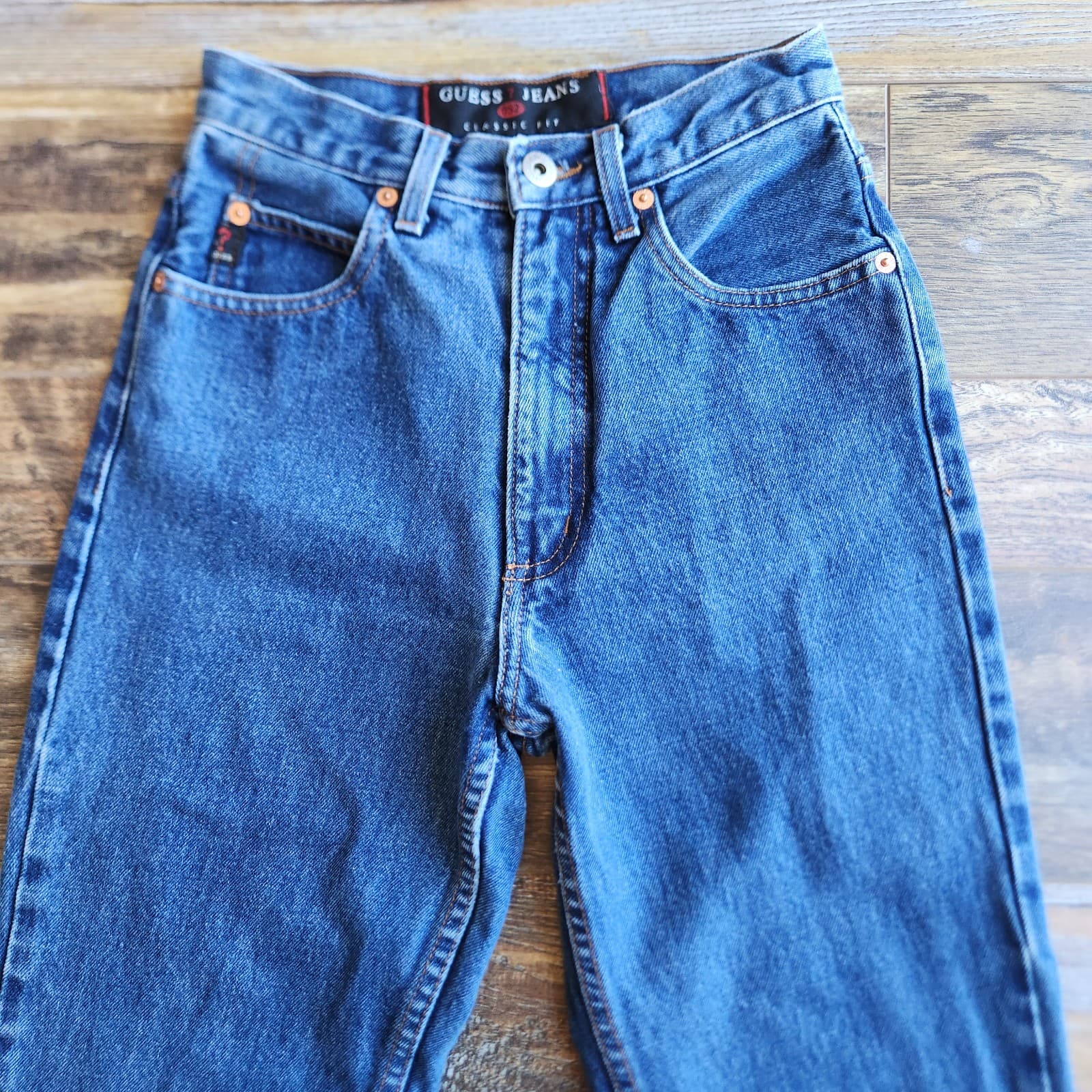 Vintage GUESS JEANS Made in USA Classic Fit High Rise Jean Tapered Blue Women 26 - Thumbnail 3
