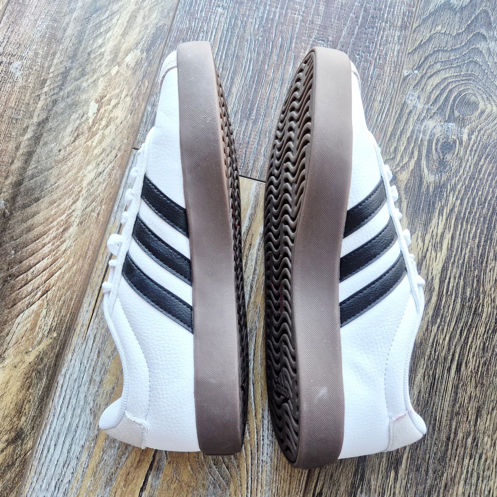 NWoB Adidas VL Court 3.0 Women's US7 Sneaker 3-Stripes Leather Suede White Black - Thumbnail 14