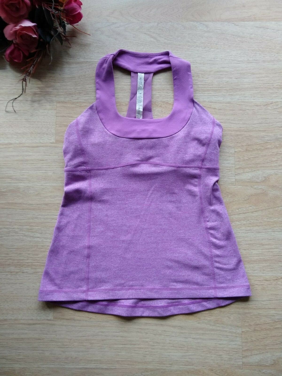 Lululemon Women Knit Tank Top Sleeveless Racerback Shelf Bra Purple Sz.8 - Thumbnail 2