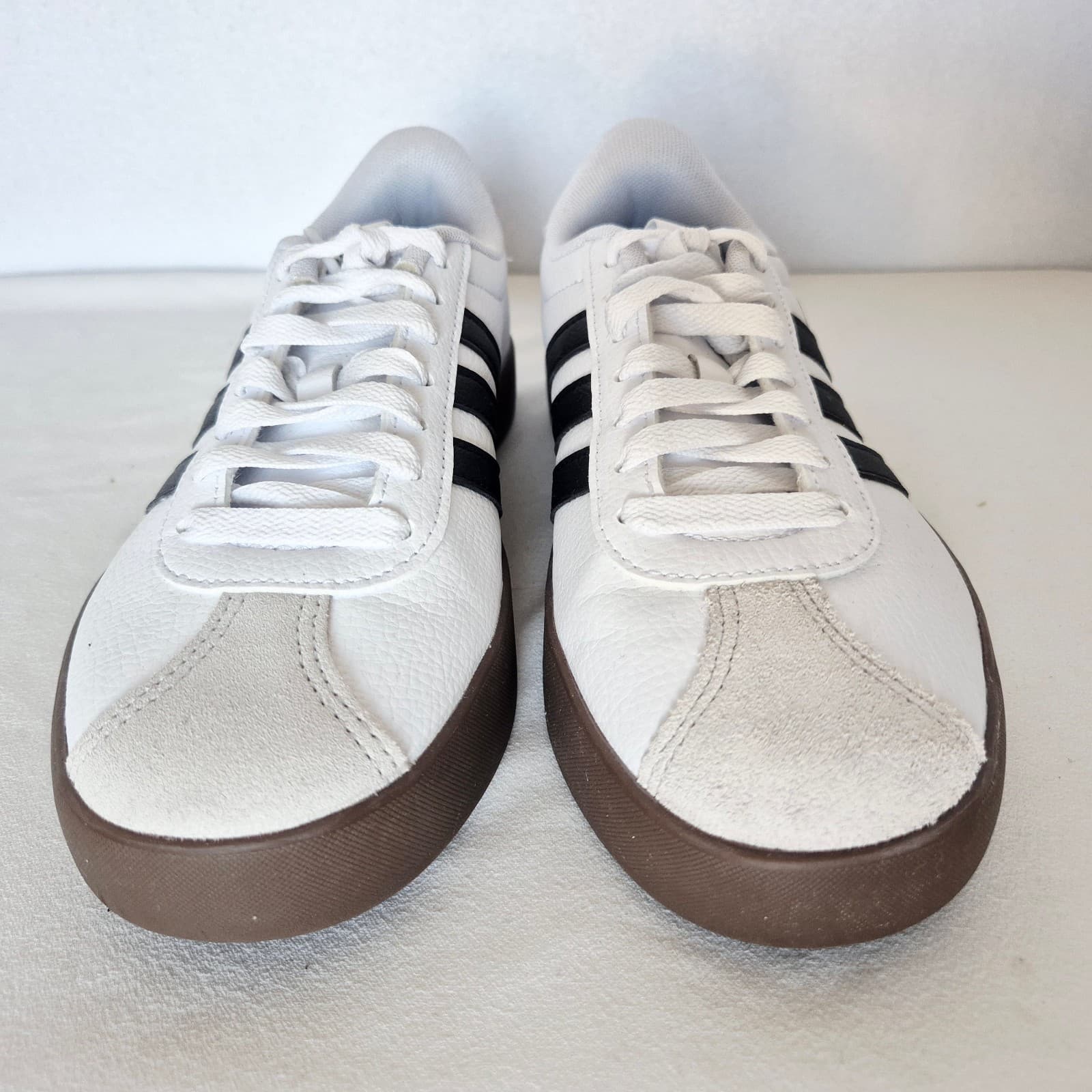 NWoB Adidas VL Court 3.0 Women's US7 Sneaker 3-Stripes Leather Suede White Black - Thumbnail 12