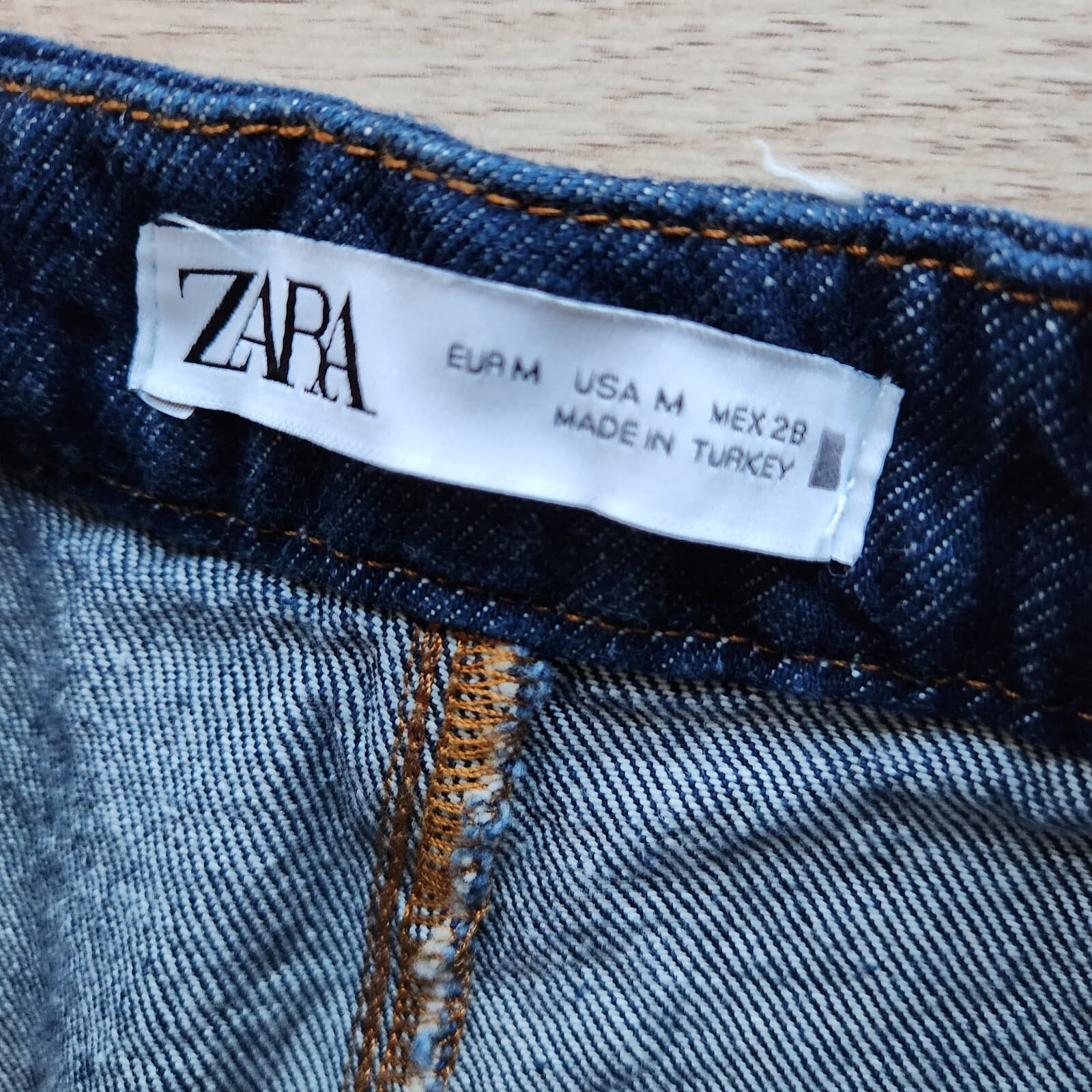 Zara Tailor Fit Jeans High Rise Tapered Zip Pocket Dark Wash Blue Womens M (29") - Thumbnail 11