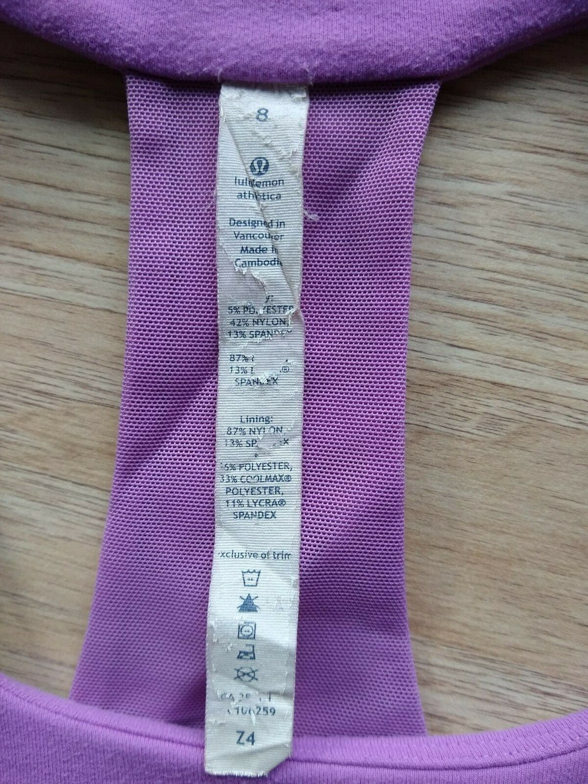 Lululemon Women Knit Tank Top Sleeveless Racerback Shelf Bra Purple Sz.8 - Thumbnail 6