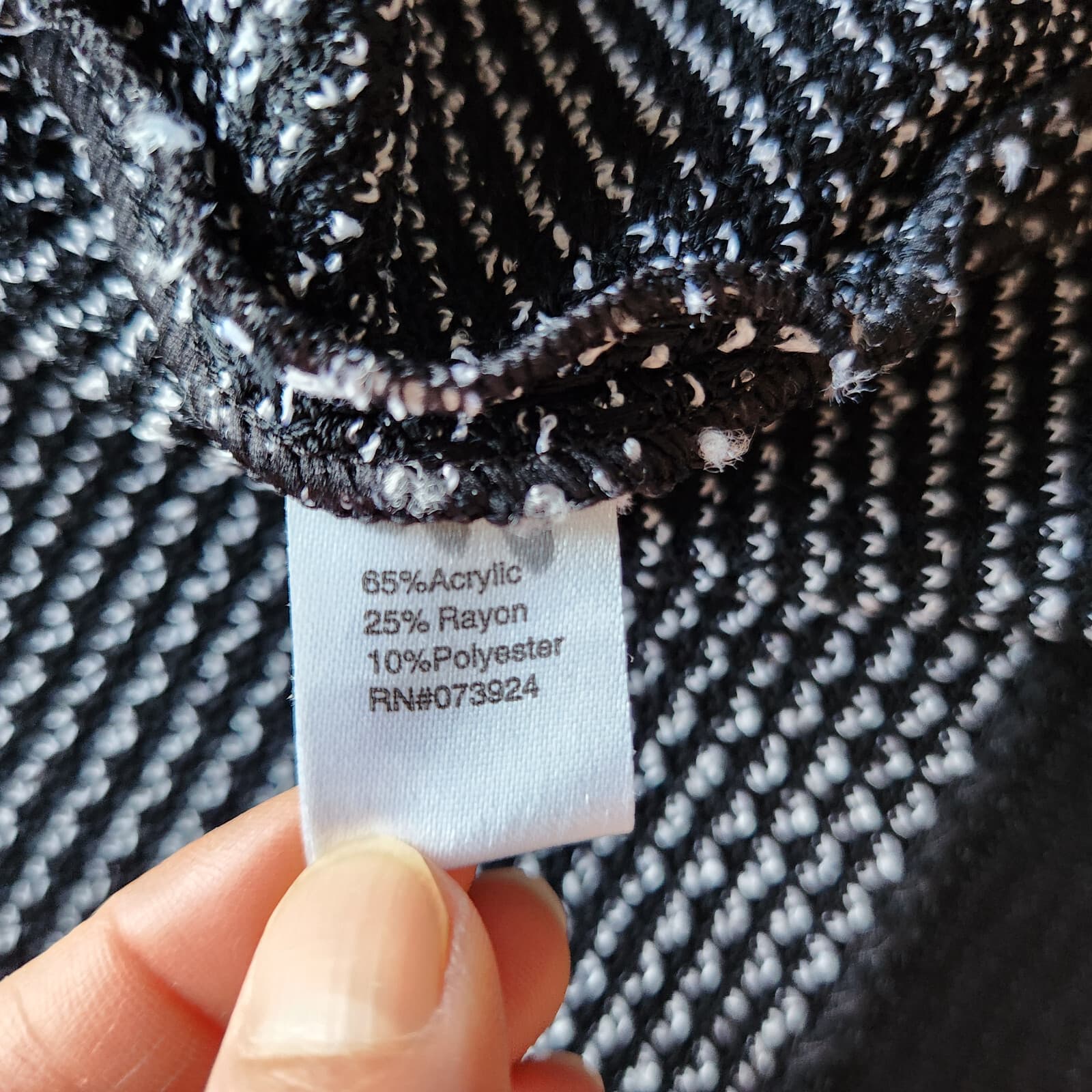 Ming Wang Tweed Knit Open Front Jacket Acrylic Stretch Black White Women's M - Thumbnail 9