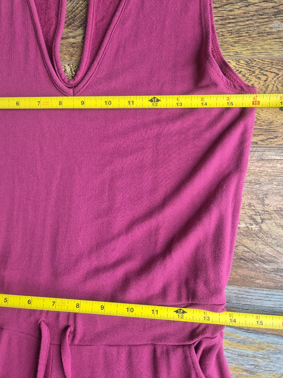 NWoT Quince French Terry Modal Cropped Jumpsuit Tie Pocket Sleeveless Rose Sz.M - Thumbnail 14