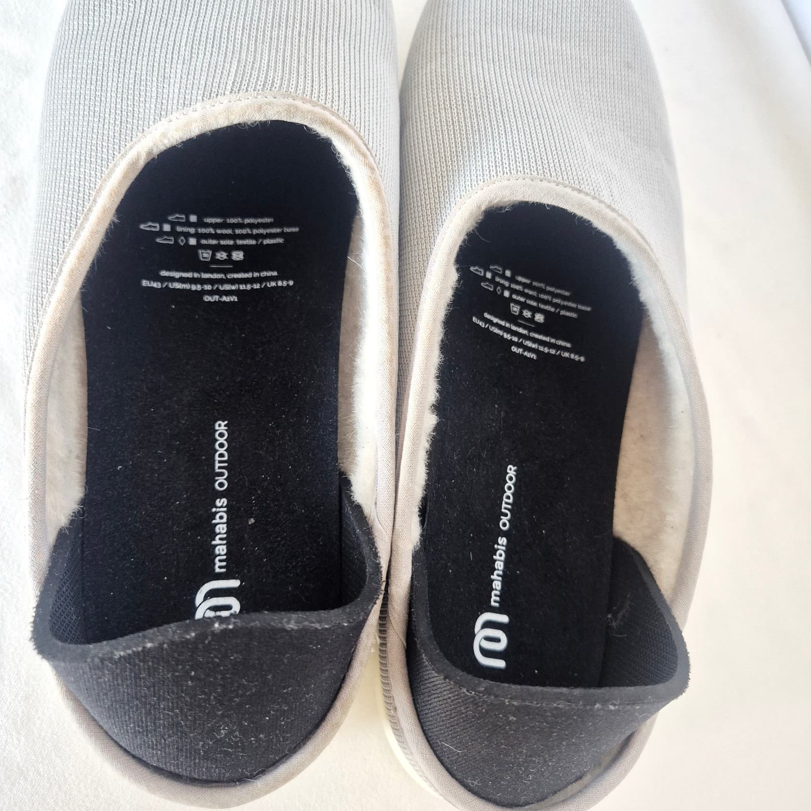 Mahabis Outdoor Slipper Wool Lining Comfort Water-Resistant Grey Unisex EU43 - Thumbnail 9