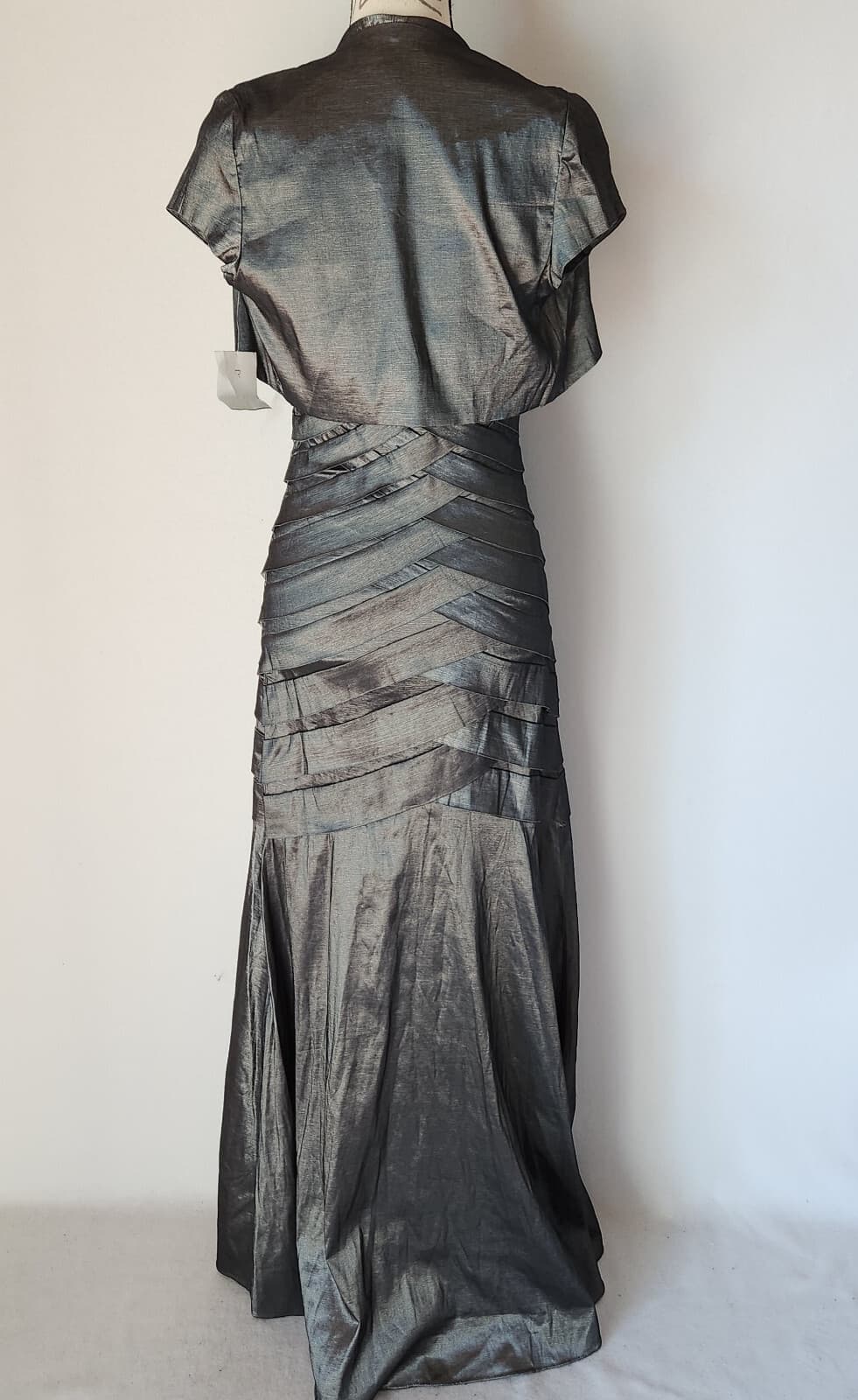NWT Emma Street 2Pc Bead Embellished Wedding Evening Maxi Dress Gray Sz.6 $230 - Thumbnail 8
