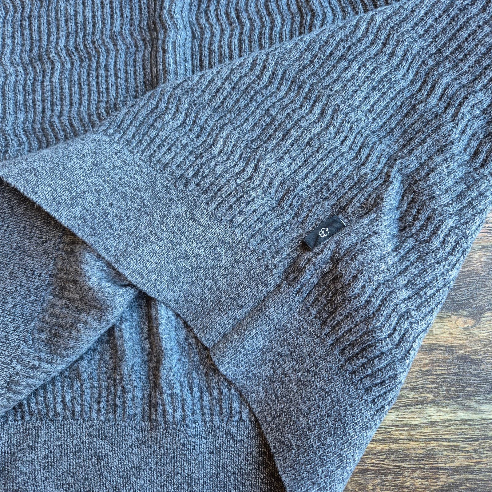 Ted Baker London Agarr Men's 5 (XL) Crew Neck Jumper Wool Blend Textured Grey - Thumbnail 5