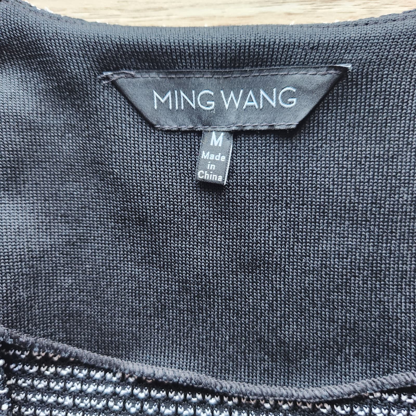 Ming Wang Tweed Knit Open Front Jacket Acrylic Stretch Black White Women's M - Thumbnail 8