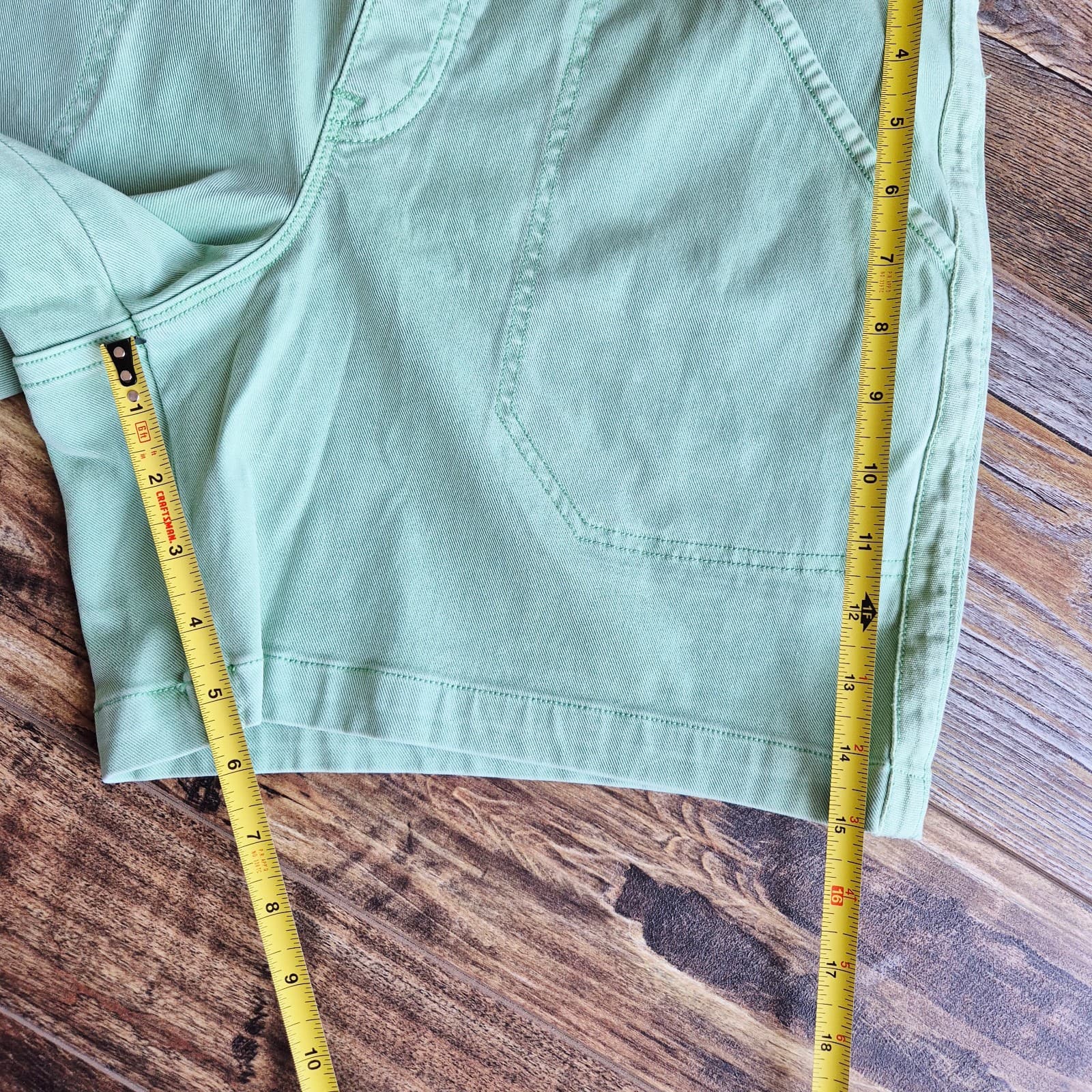 Spanx Stretch Twill Tummy Control 5.5" Shorts Pull-On Cotton Blend Green Women L - Thumbnail 9