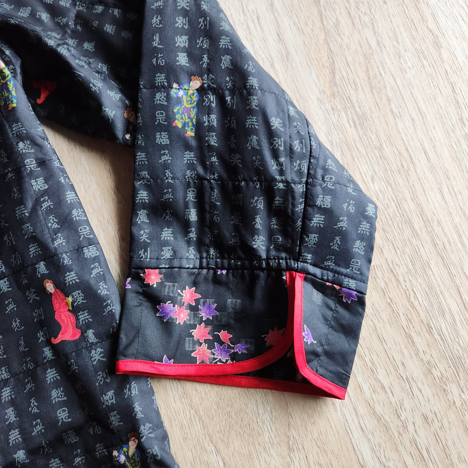 Chico's Design 100% Silk Chinese Wearable Art Mandarin Kimono Jacket Black Sz.1 - Thumbnail 7