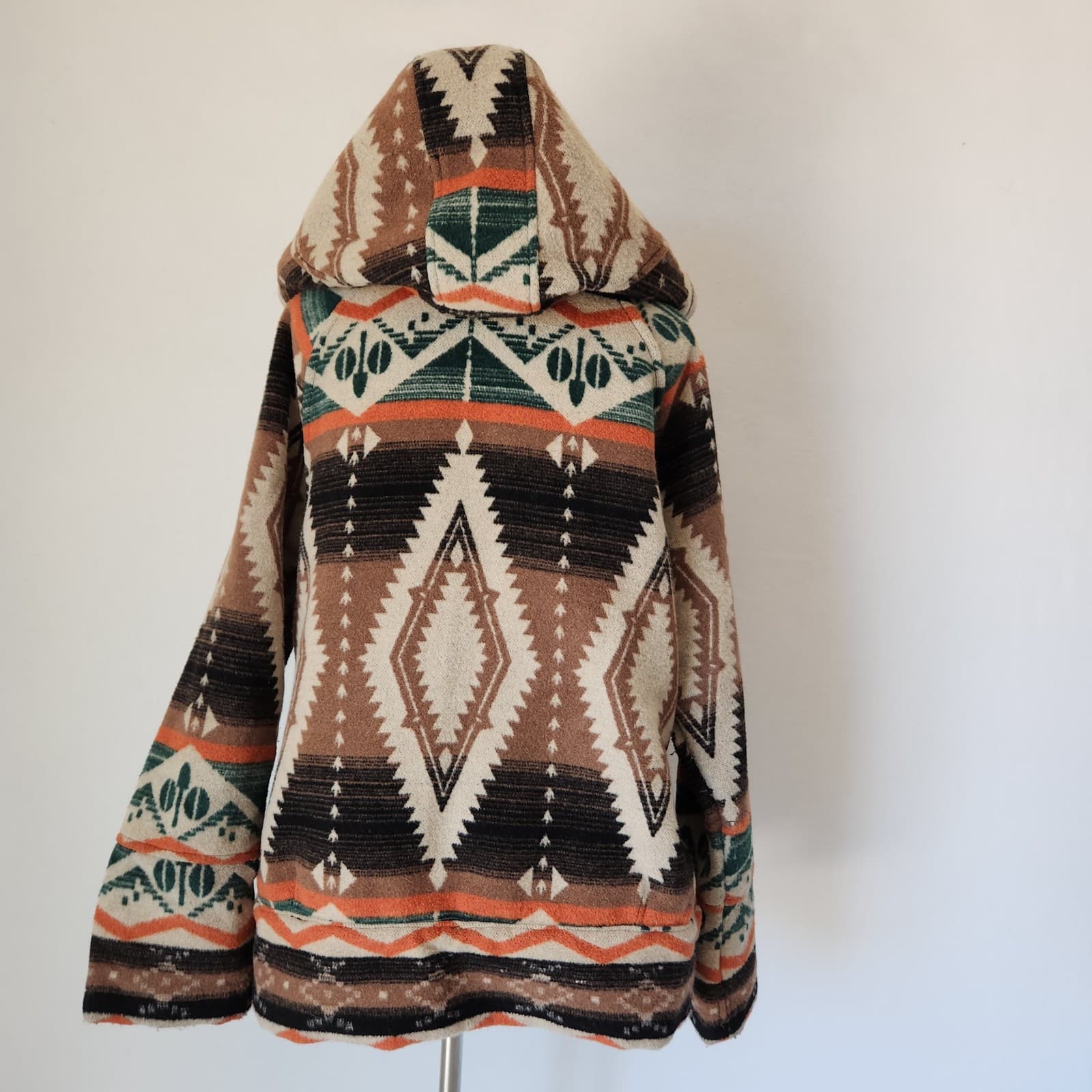 Dylan by True Grit Wool Blend Fleece Blanket Aztec Western Hood Jacket Womens XL - Thumbnail 5