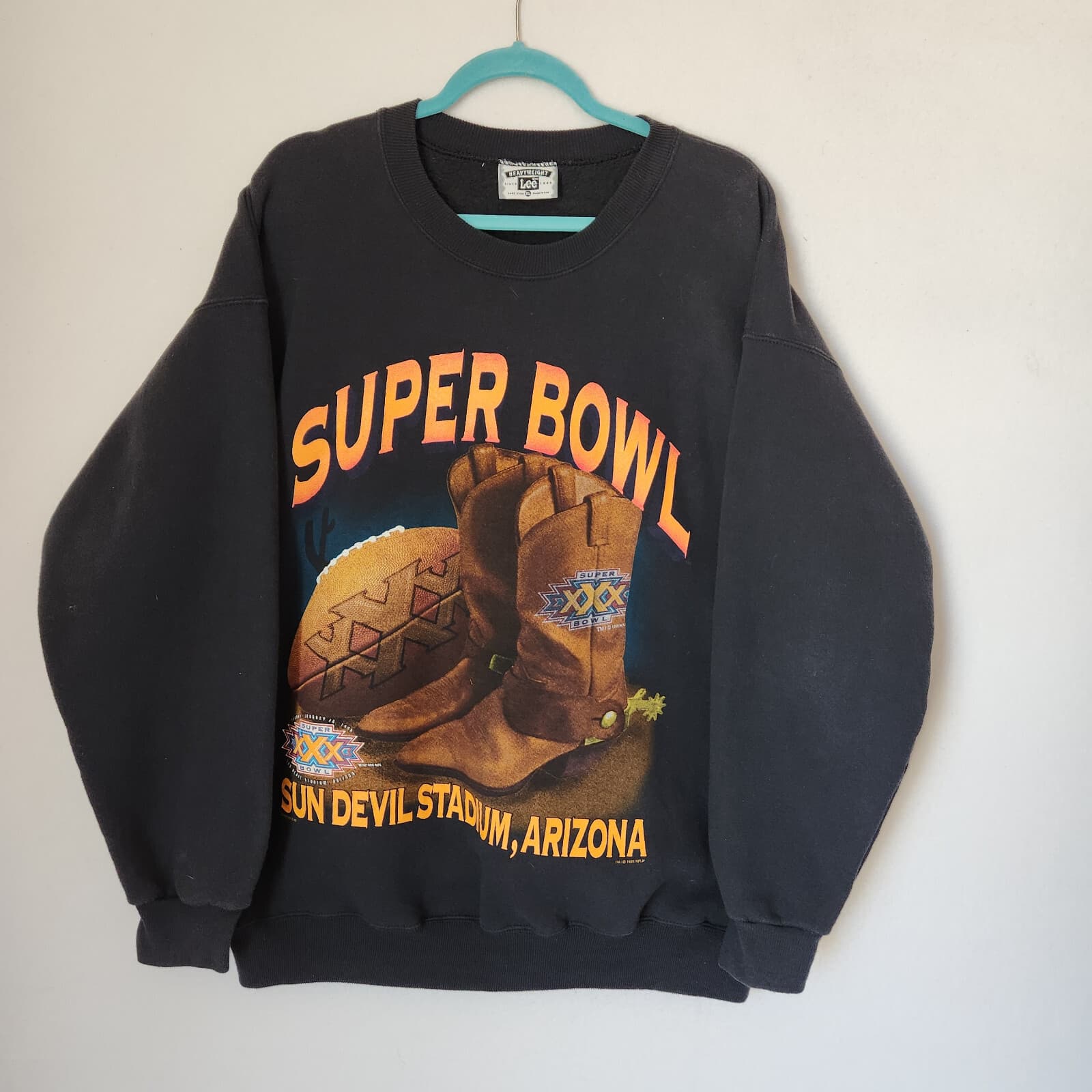 Vintage'95 Lee Made in USA XXX Super Bowl Sun Devil Stadium Sweatshirt Blue XL - Thumbnail 2