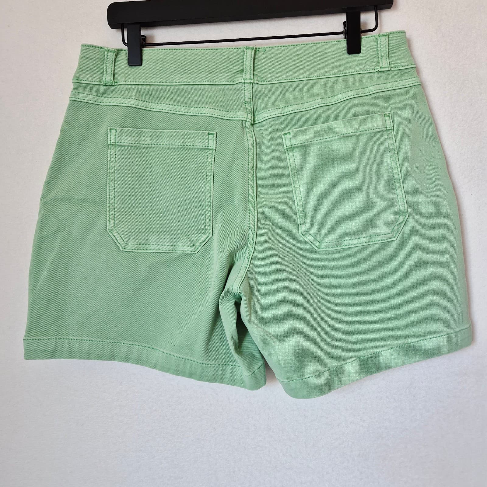 Spanx Stretch Twill Tummy Control 5.5" Shorts Pull-On Cotton Blend Green Women L - Thumbnail 4