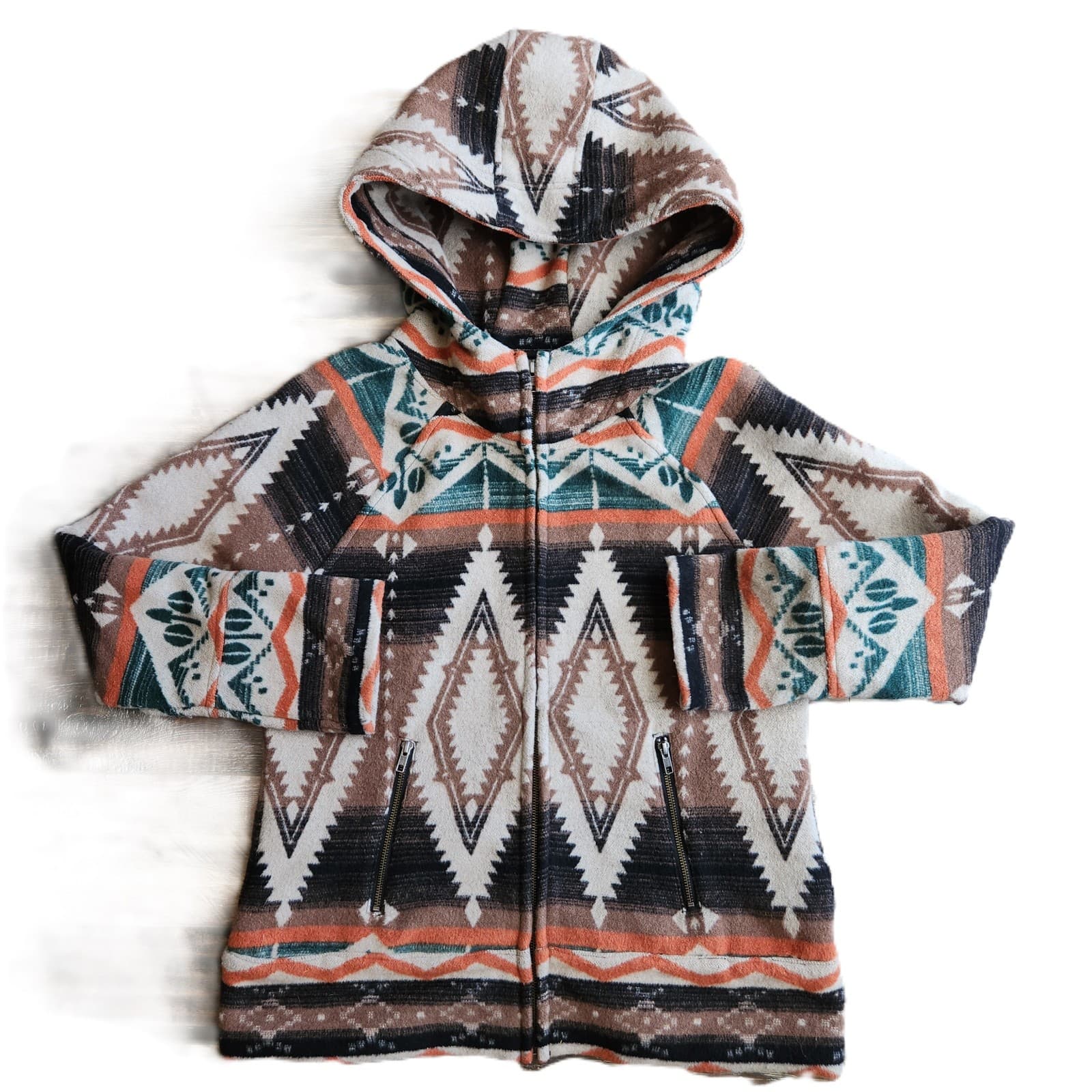Dylan by True Grit Wool Blend Fleece Blanket Aztec Western Hood Jacket Womens XL - Thumbnail 3