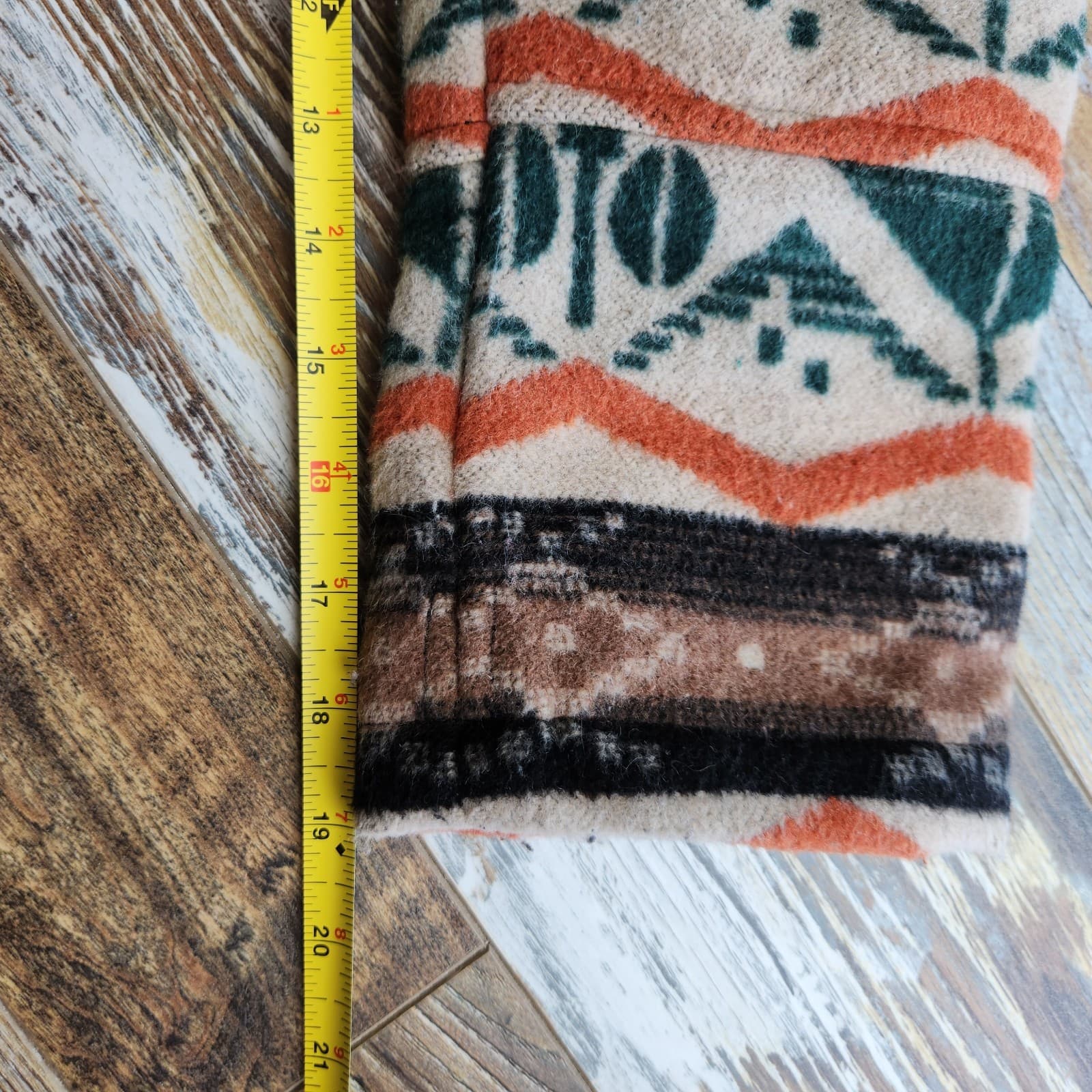 Dylan by True Grit Wool Blend Fleece Blanket Aztec Western Hood Jacket Womens XL - Thumbnail 9