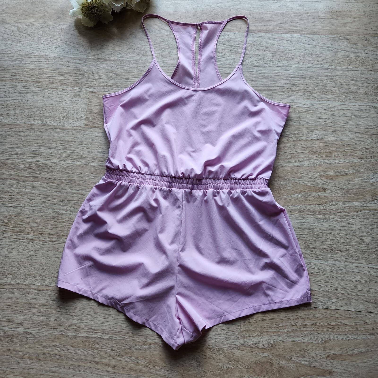 Victoria Sport Tank Romper Spaghetti Strap Elastic Waist Purple Women Sz.L - Thumbnail 3