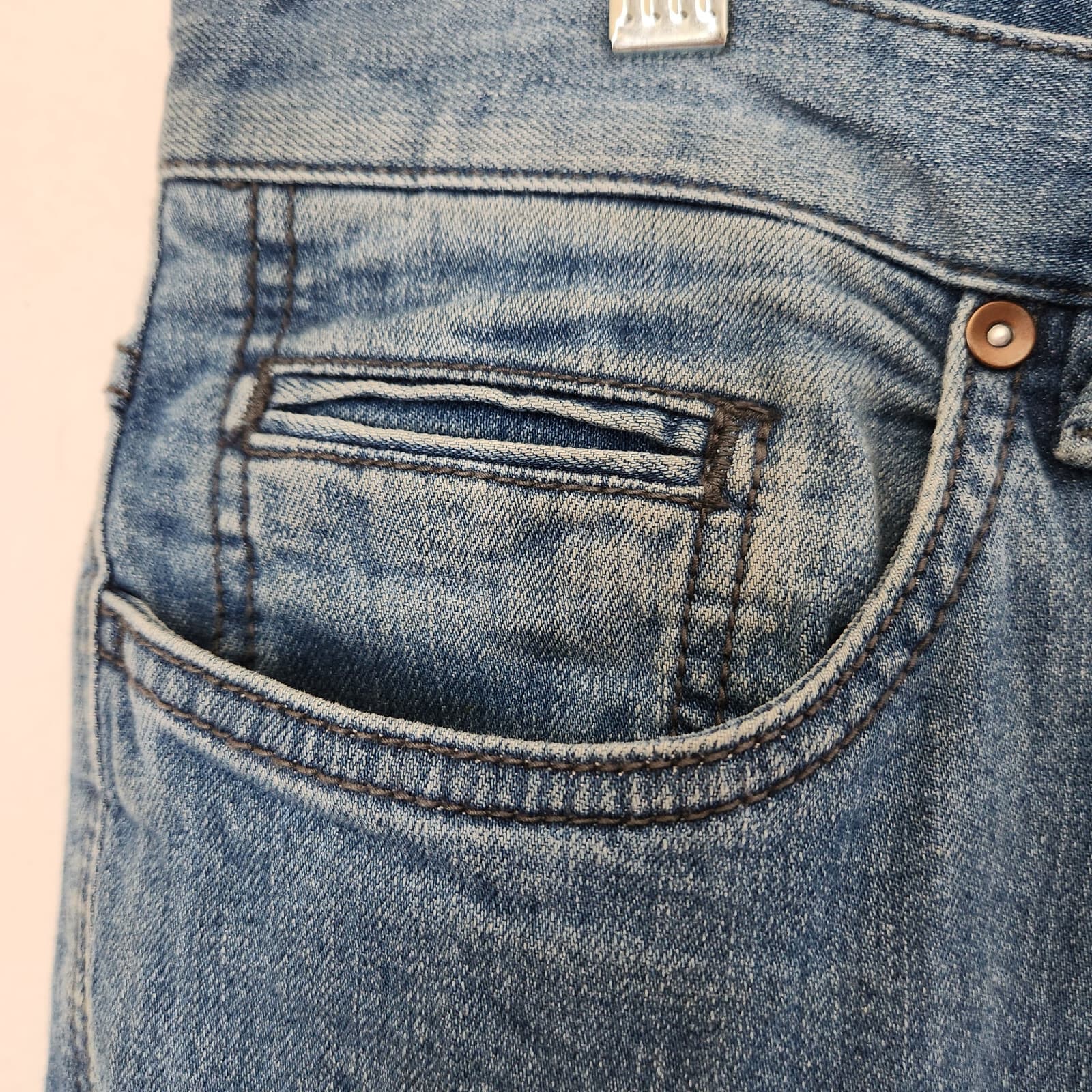 HILTL Dude Straight Slim Fit Jeans Stretch 5 Pocket Meduim Wash Blue Men's 35/34 - Thumbnail 8