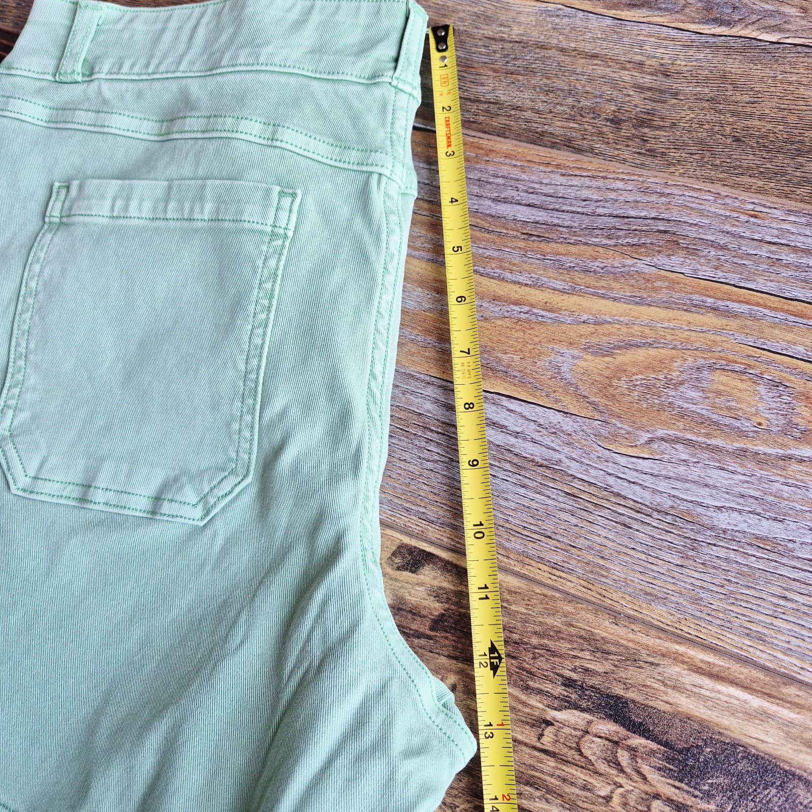 Spanx Stretch Twill Tummy Control 5.5" Shorts Pull-On Cotton Blend Green Women L - Thumbnail 10