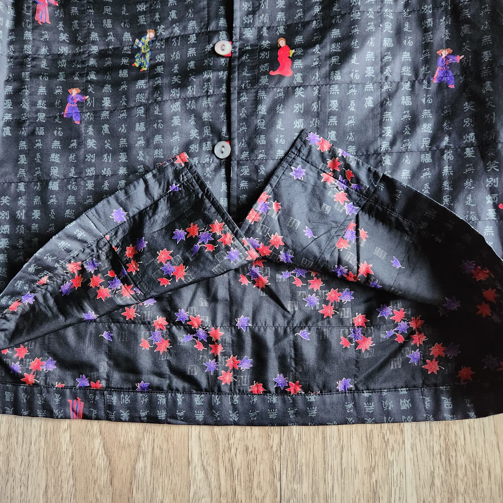Chico's Design 100% Silk Chinese Wearable Art Mandarin Kimono Jacket Black Sz.1 - Thumbnail 6