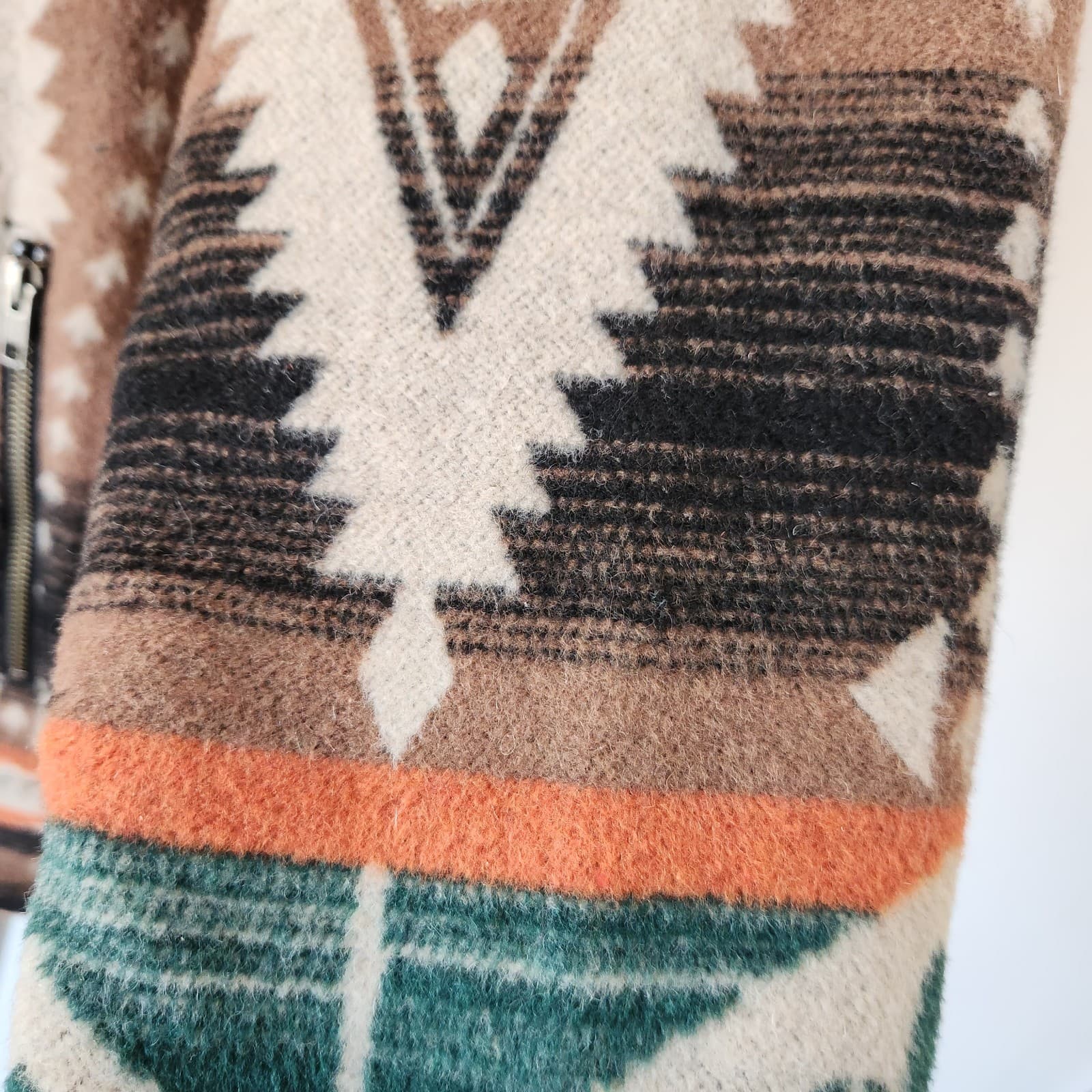 Dylan by True Grit Wool Blend Fleece Blanket Aztec Western Hood Jacket Womens XL - Thumbnail 4