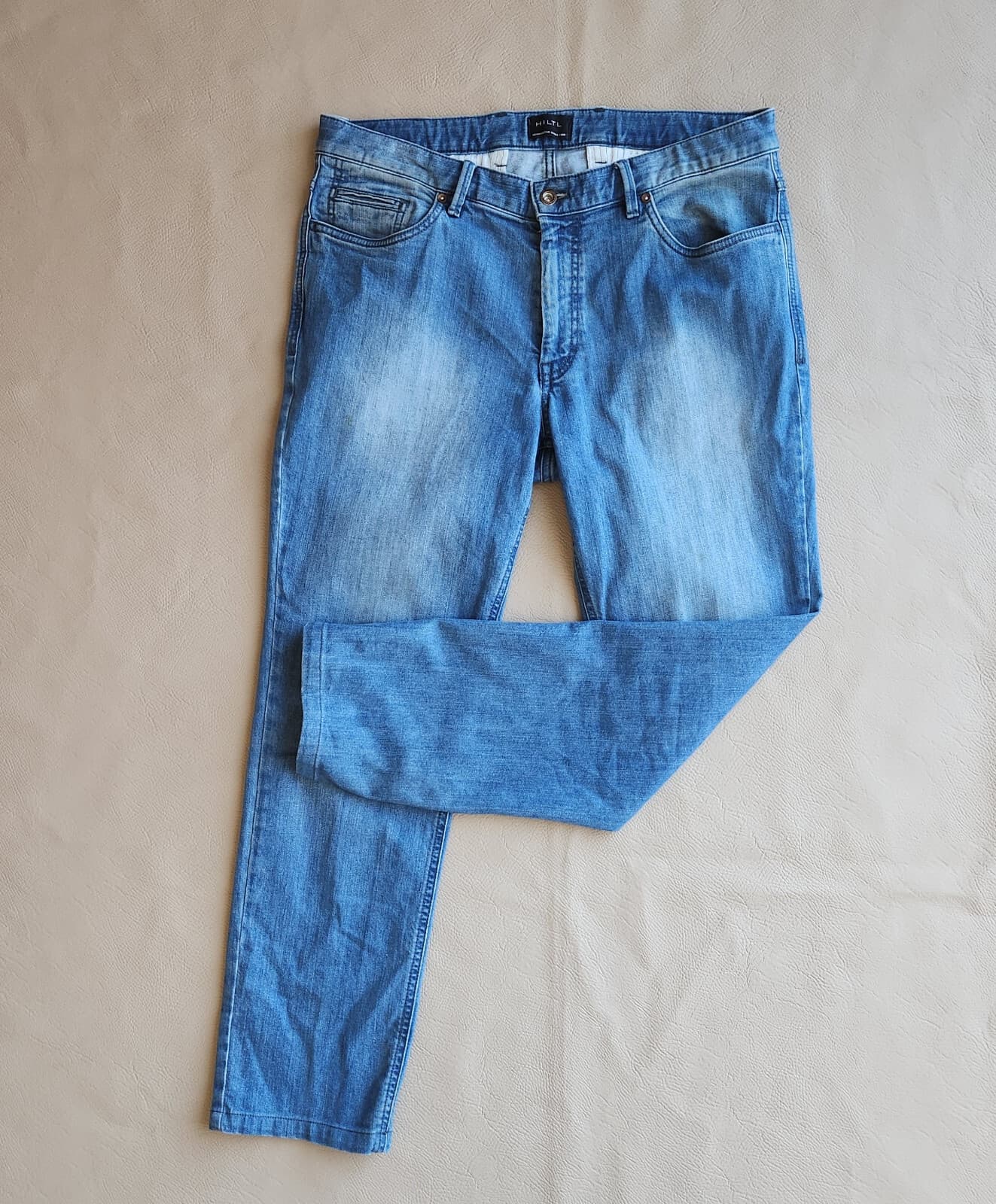 HILTL Dude Straight Slim Fit Jeans Stretch 5 Pocket Meduim Wash Blue Men's 35/34 - Thumbnail 2