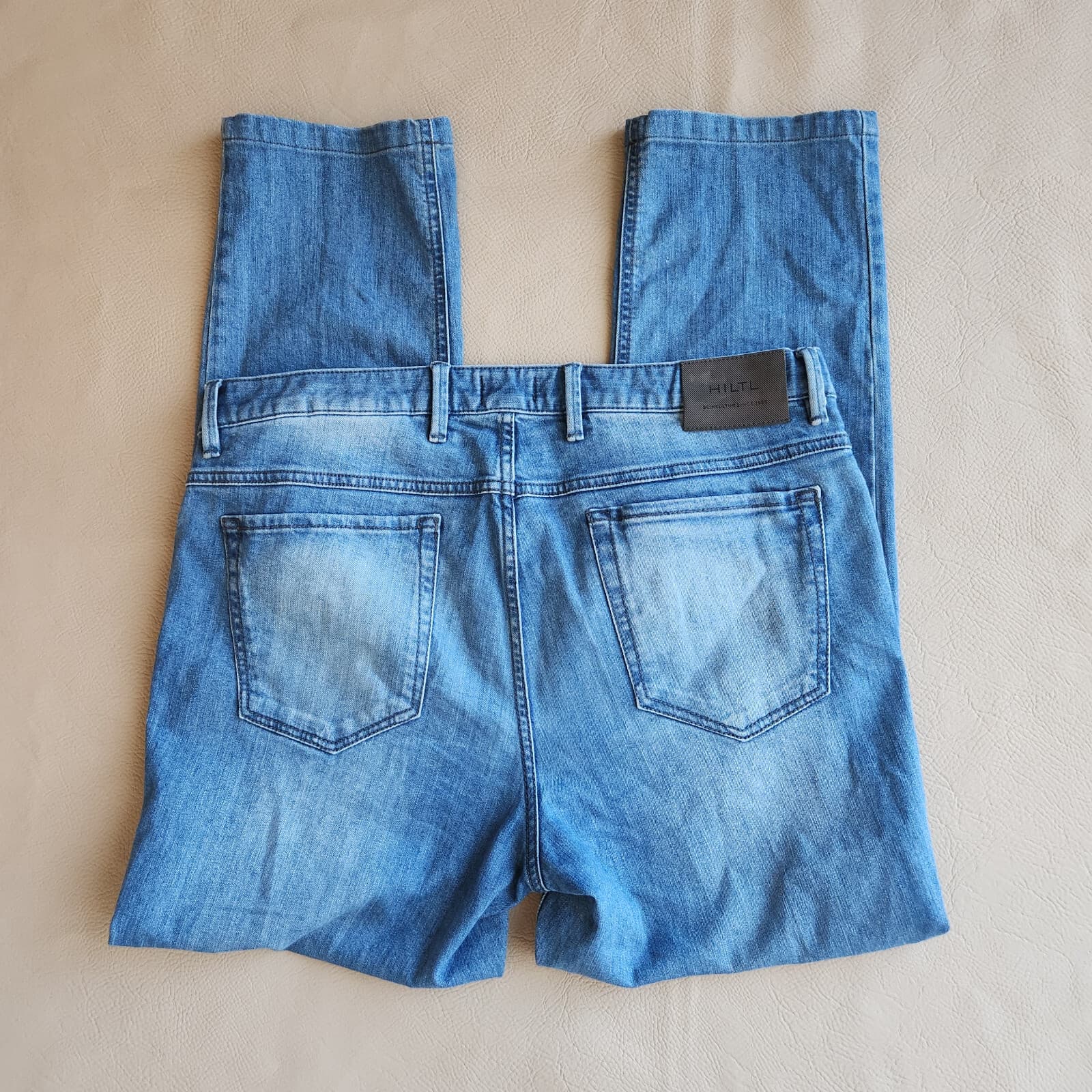 HILTL Dude Straight Slim Fit Jeans Stretch 5 Pocket Meduim Wash Blue Men's 35/34 - Thumbnail 4