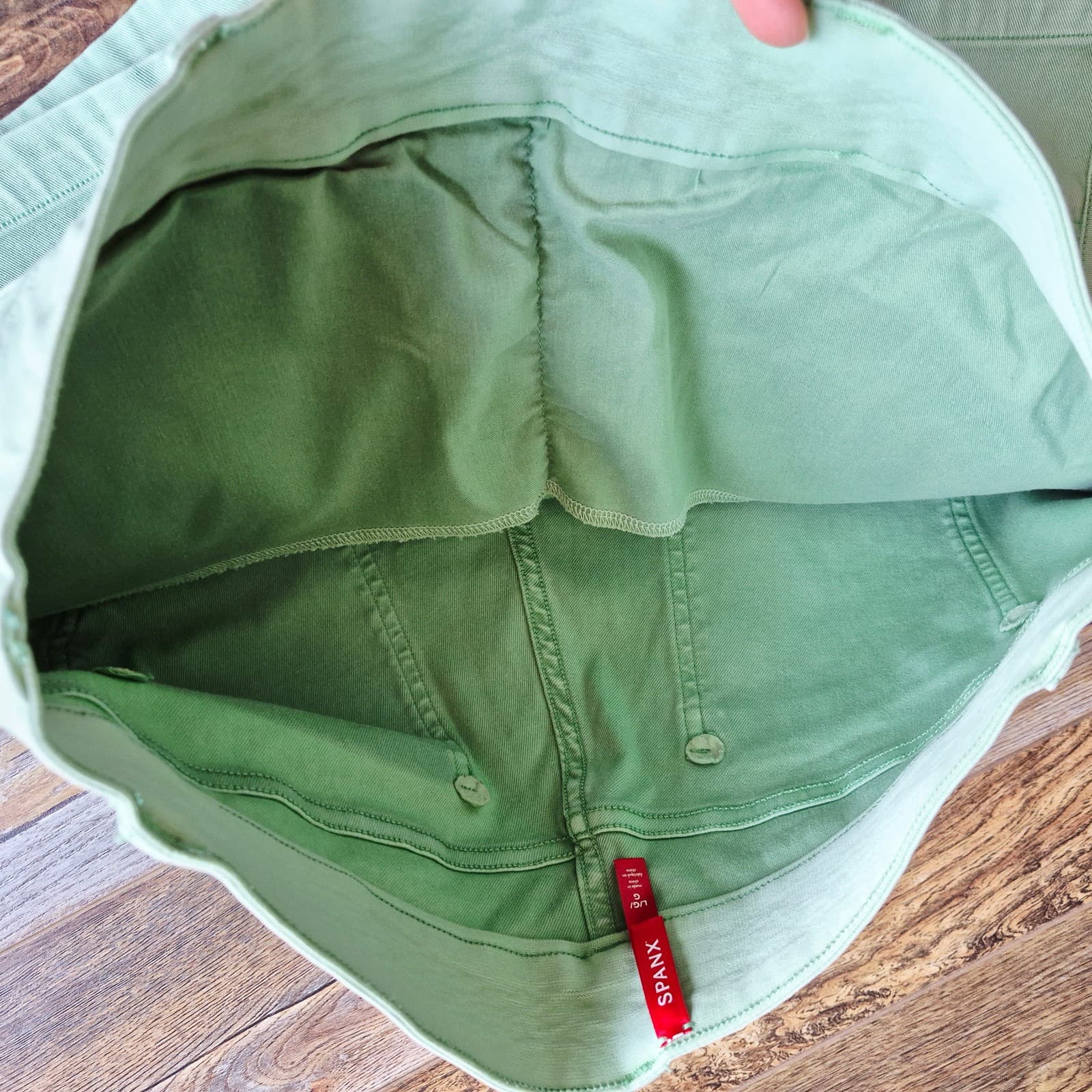 Spanx Stretch Twill Tummy Control 5.5" Shorts Pull-On Cotton Blend Green Women L - Thumbnail 6