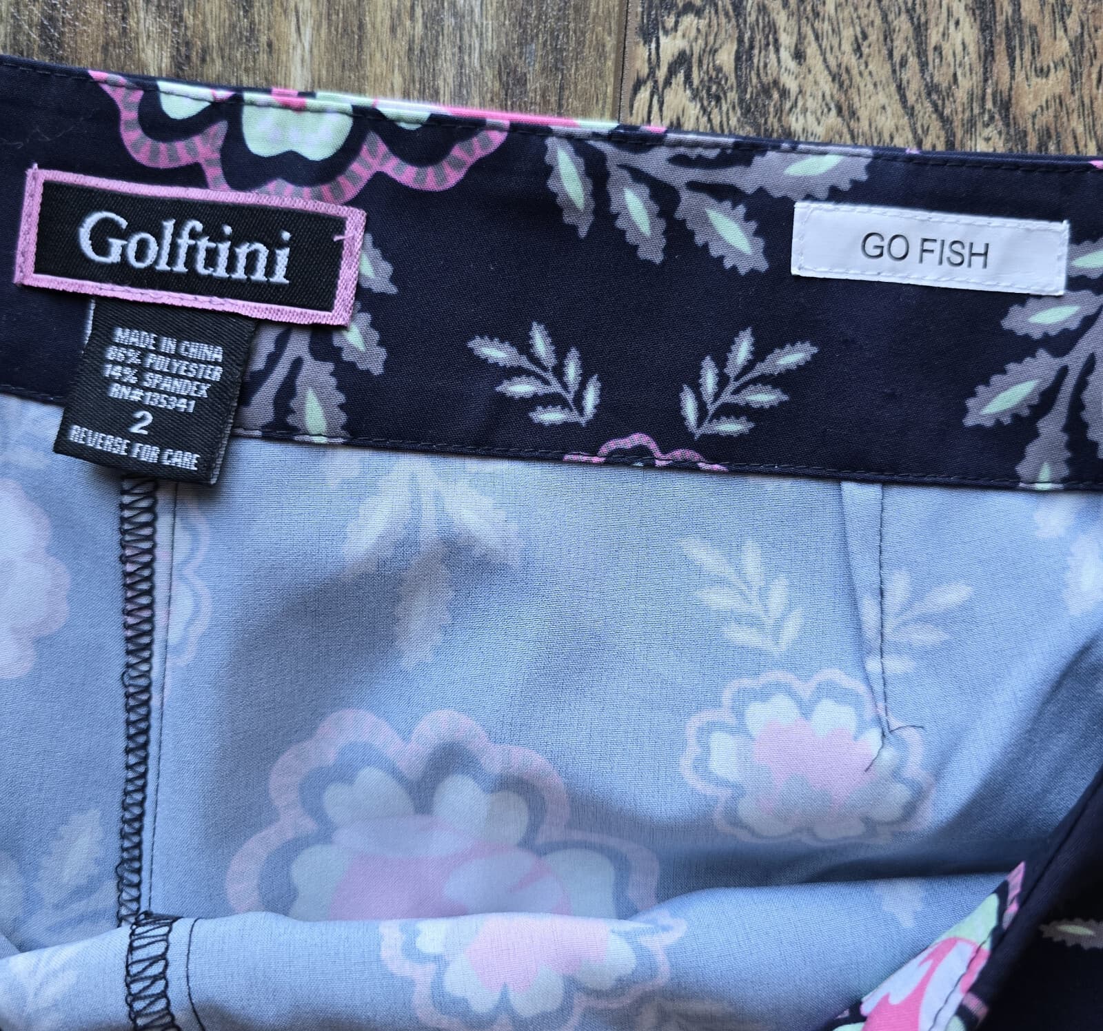 Golftini Go Fish Performance Golf Skort Skirt Zip Pocket Floral Blue Pink Sz.2 - Thumbnail 11