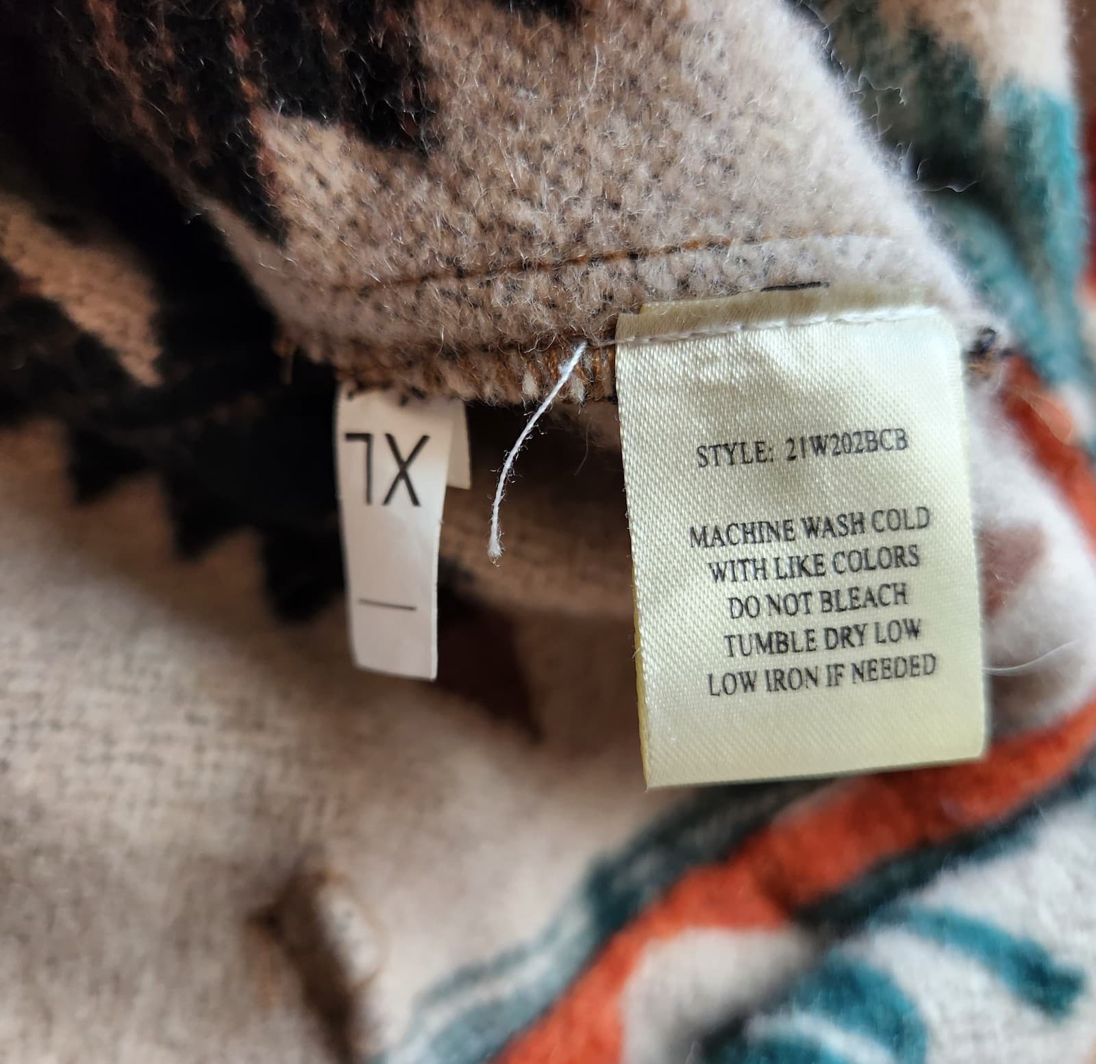 Dylan by True Grit Wool Blend Fleece Blanket Aztec Western Hood Jacket Womens XL - Thumbnail 8
