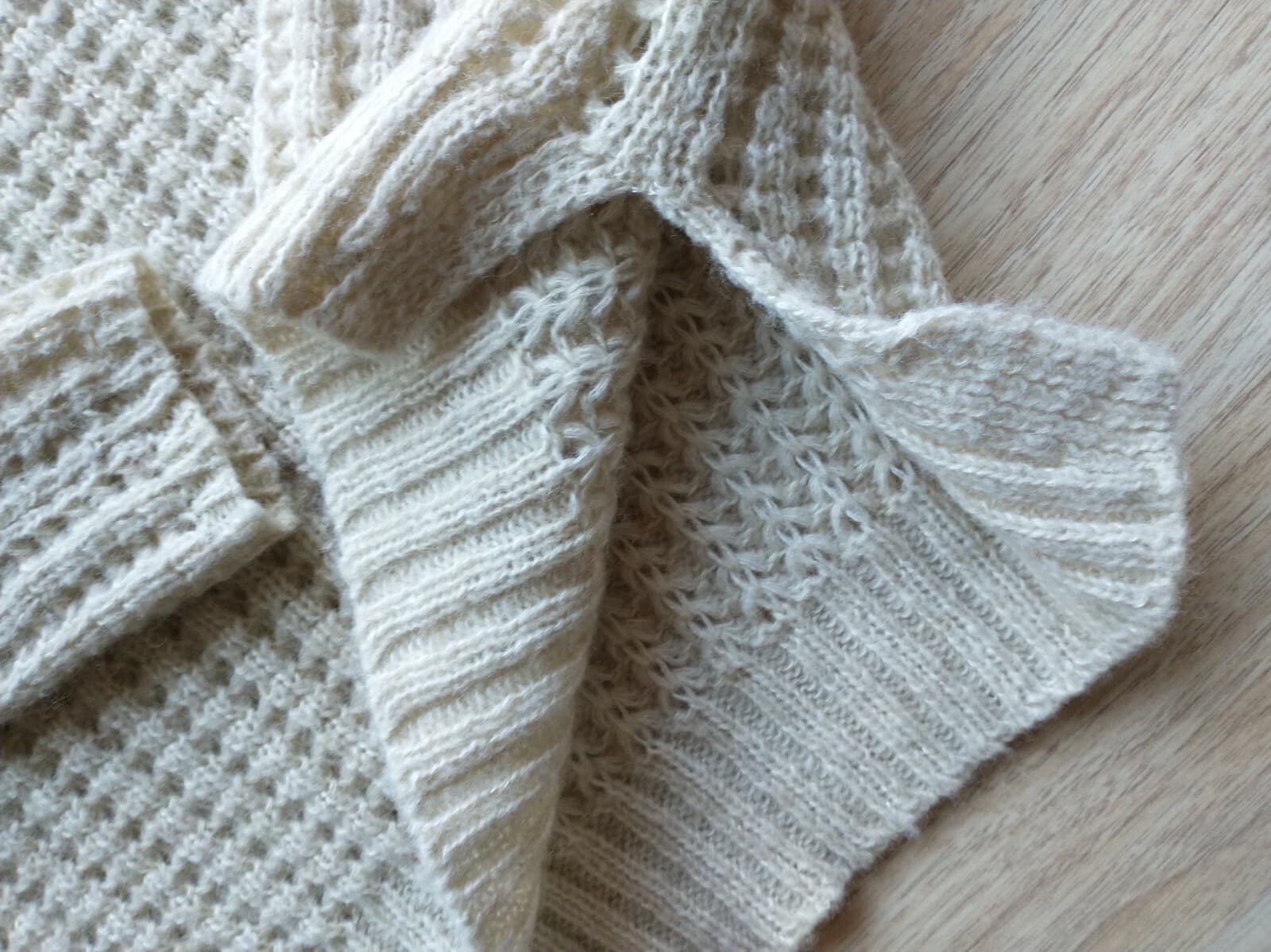Field Flower Anthropologie Wool Blend Cable Knit Sweater Crewneck Cream Womens S - Thumbnail 6