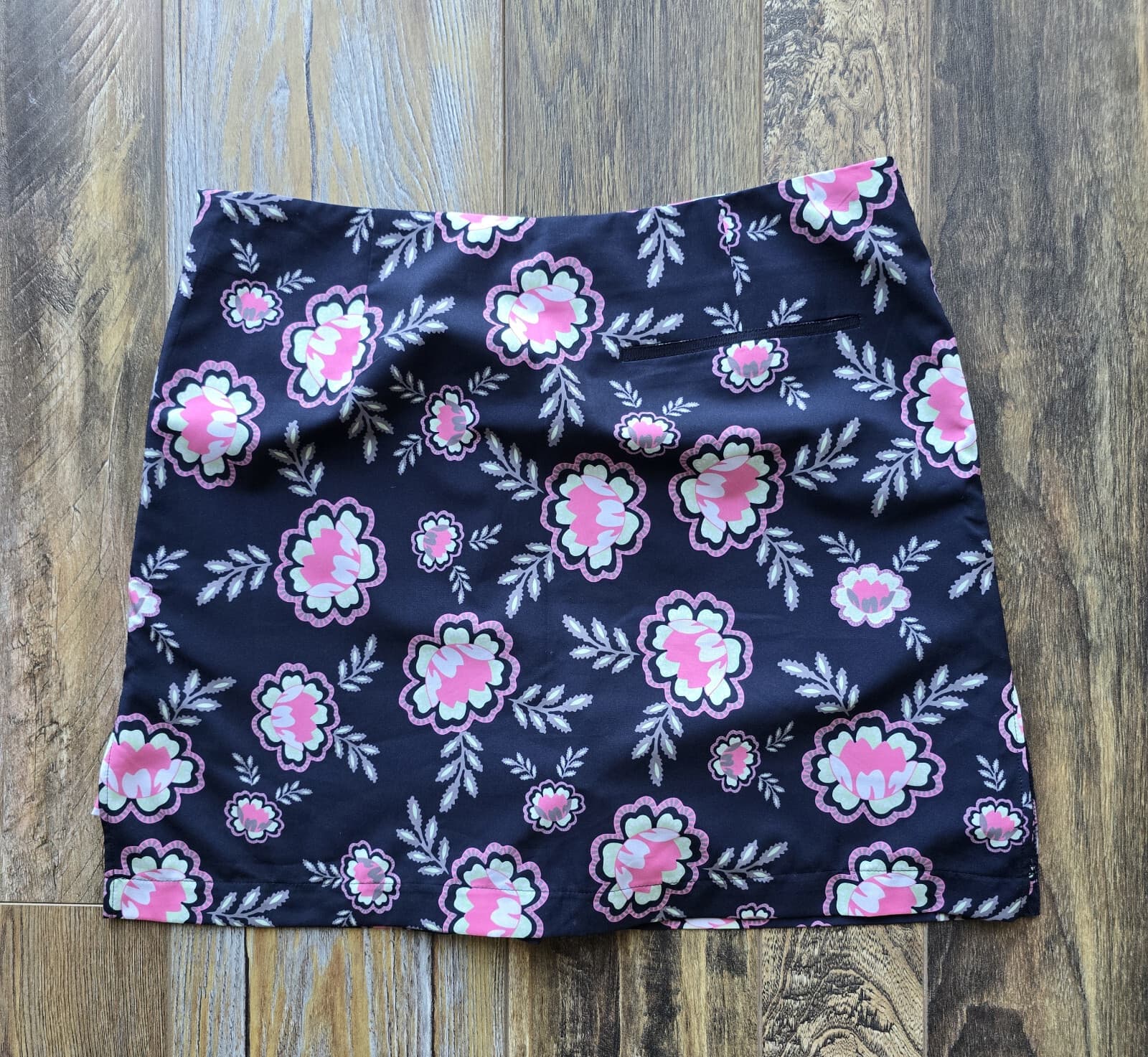 Golftini Go Fish Performance Golf Skort Skirt Zip Pocket Floral Blue Pink Sz.2 - Thumbnail 2