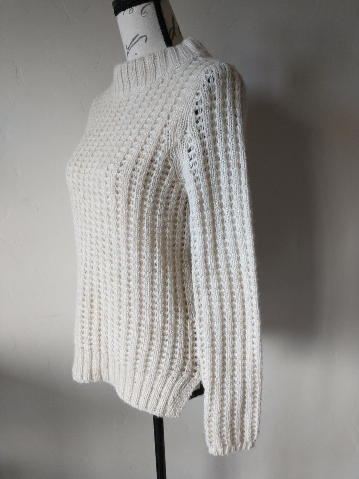 Field Flower Anthropologie Wool Blend Cable Knit Sweater Crewneck Cream Womens S - Thumbnail 3
