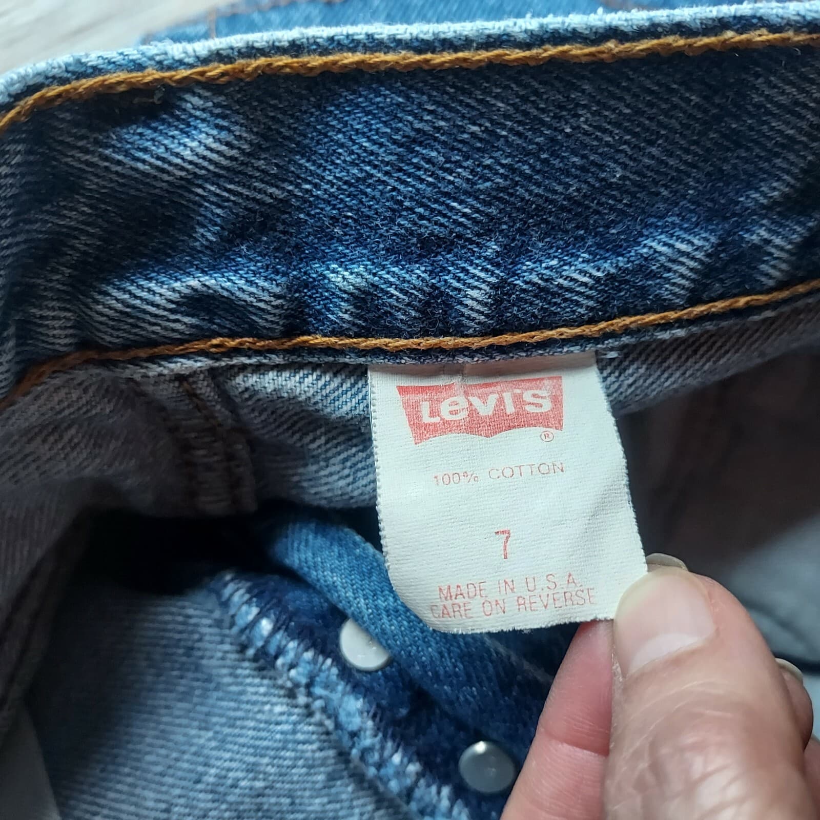Vintage'60s Levi's 17501 Button-Fly High Rise Jeans Blue Women Sz.7 Made in USA - Thumbnail 6