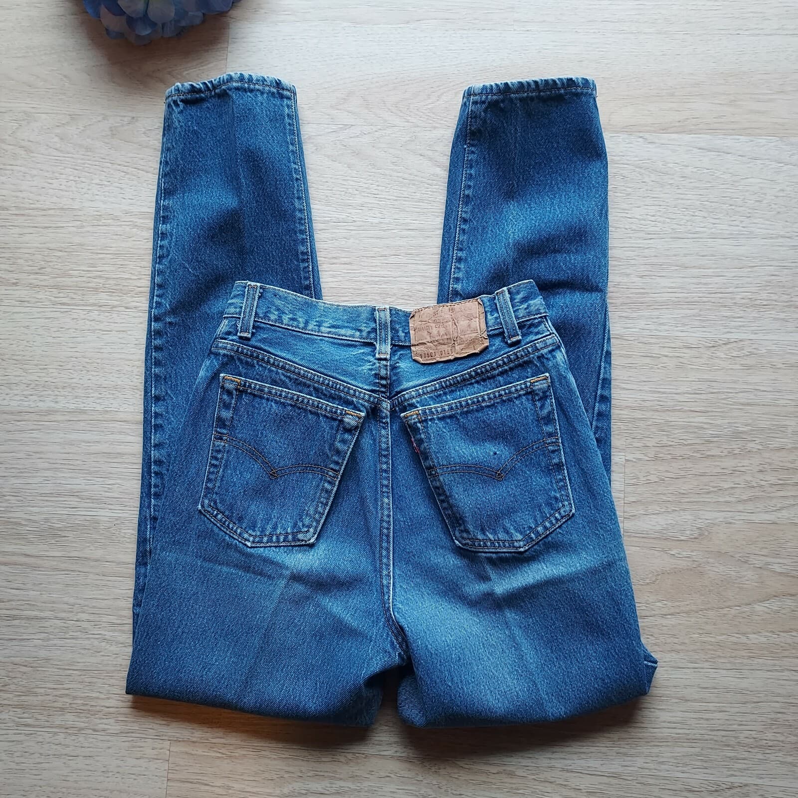 Vintage'60s Levi's 17501 Button-Fly High Rise Jeans Blue Women Sz.7 Made in USA - Thumbnail 8