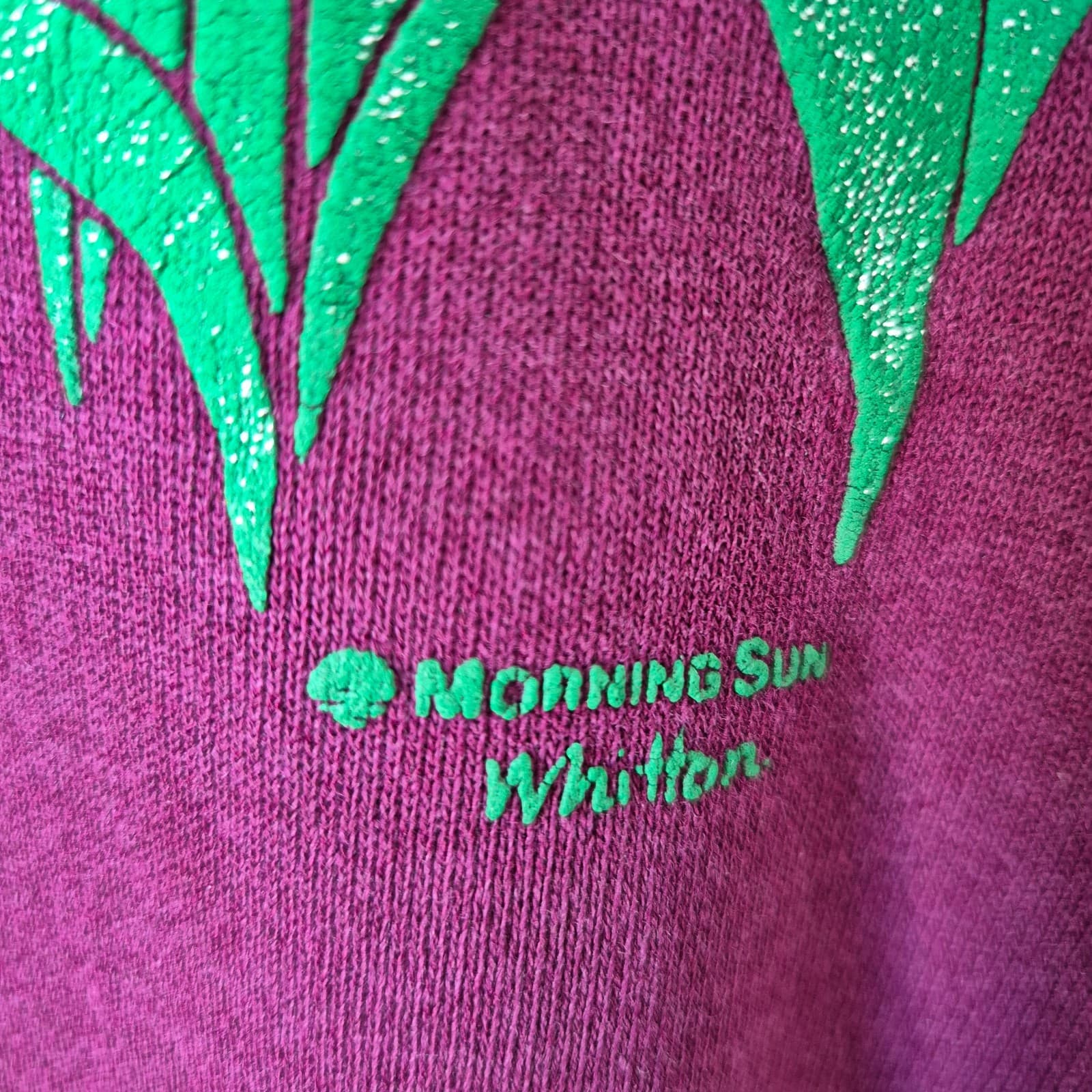 Vintage Morning Sun Floral USA Collar Neck Sweatshirt Fleece Lined Pink Red XL - Thumbnail 4